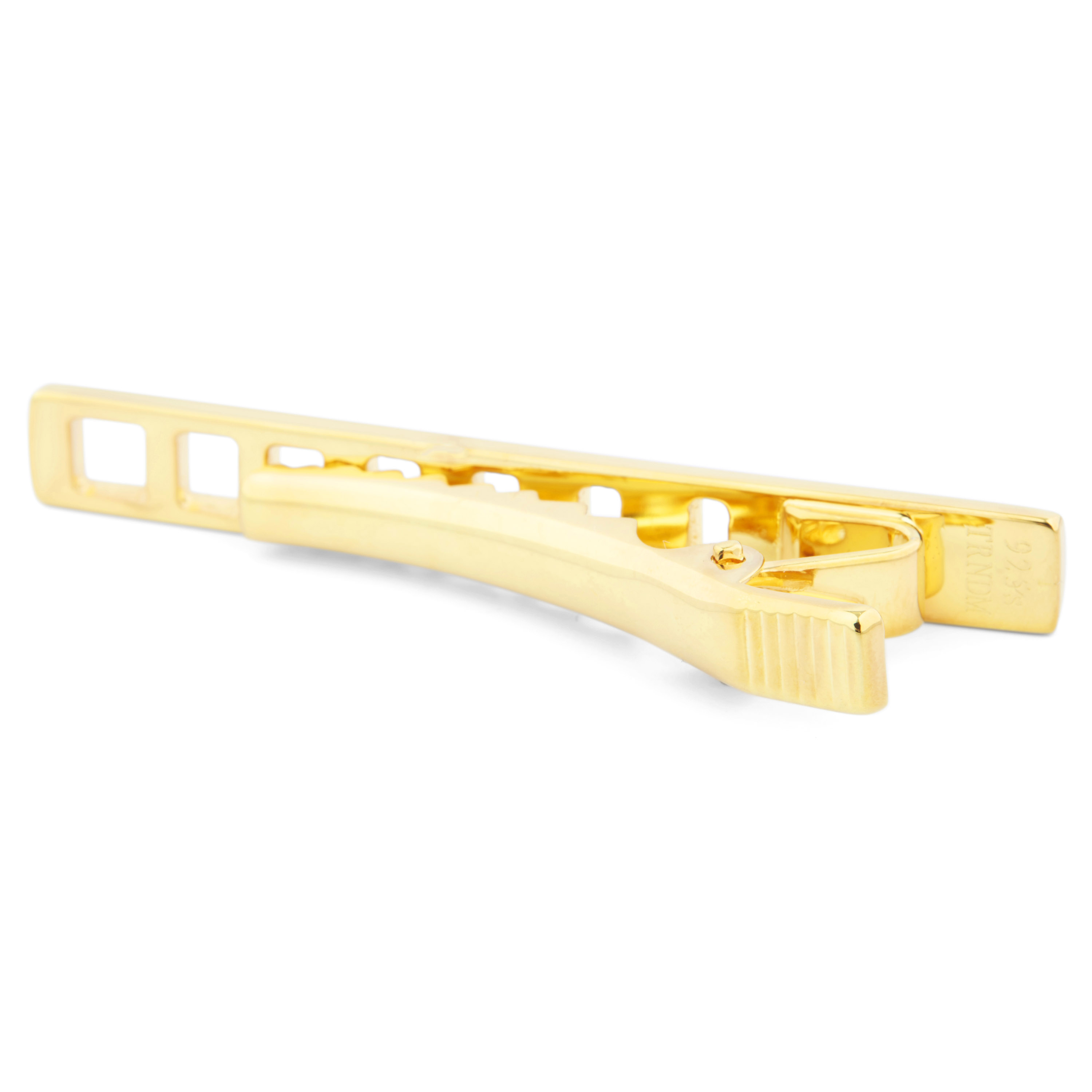 Gold 925s Graduated Notch Tie Clip - 3