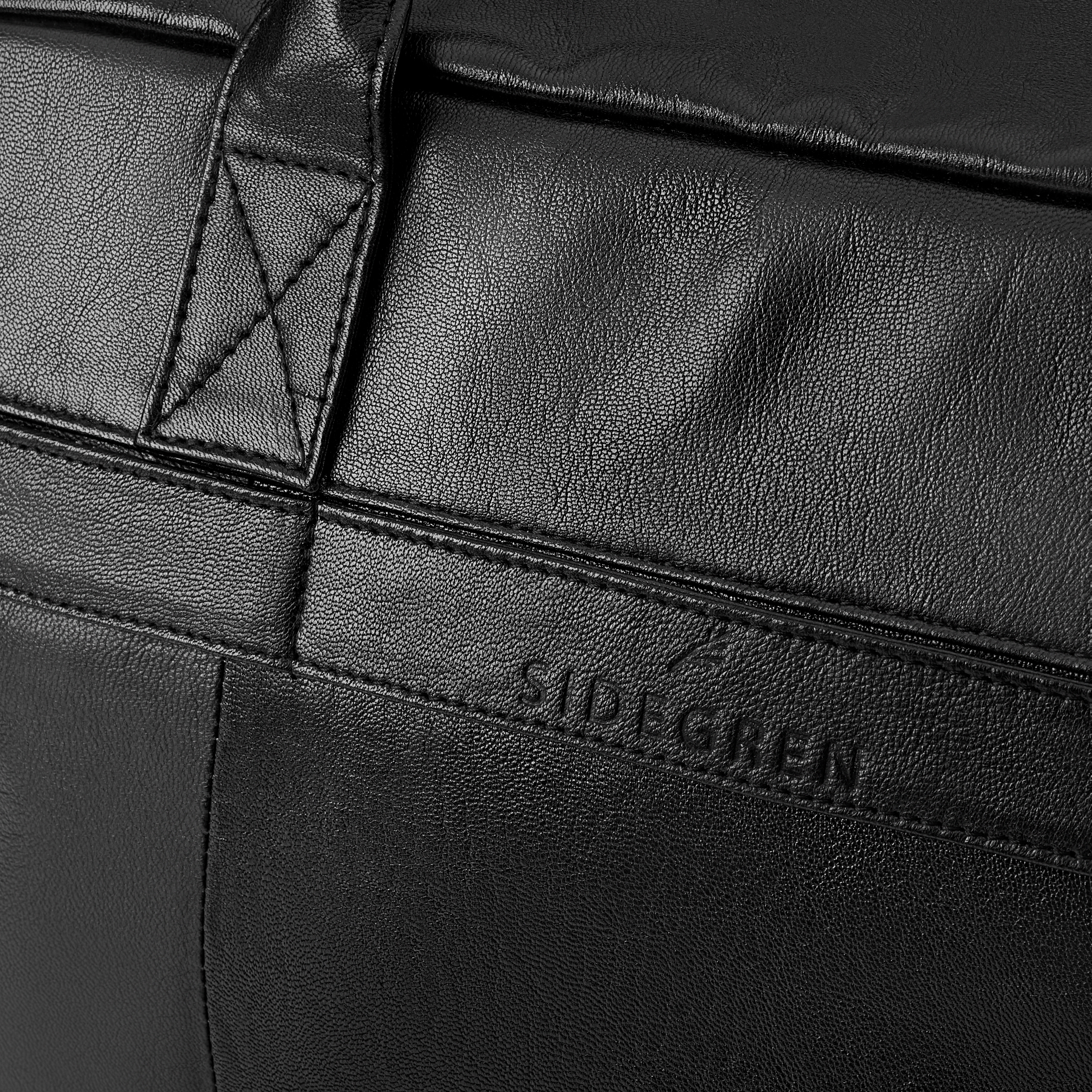 Fidei | Ohut musta full grain -vuohennahkainen viikonloppulaukku - 6