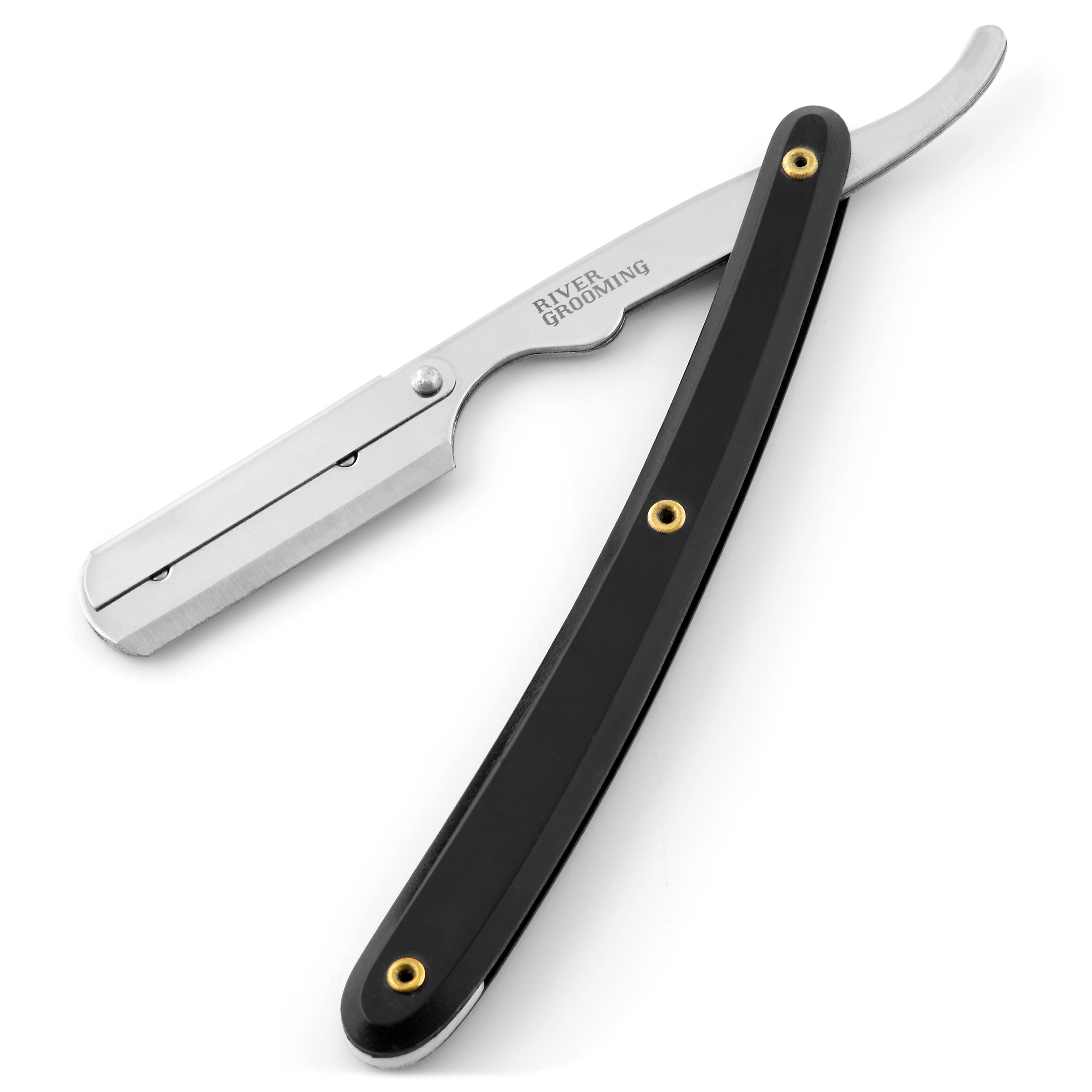 Елегантен черен бръснач от неръждаема стомана за сменяеми ножчета