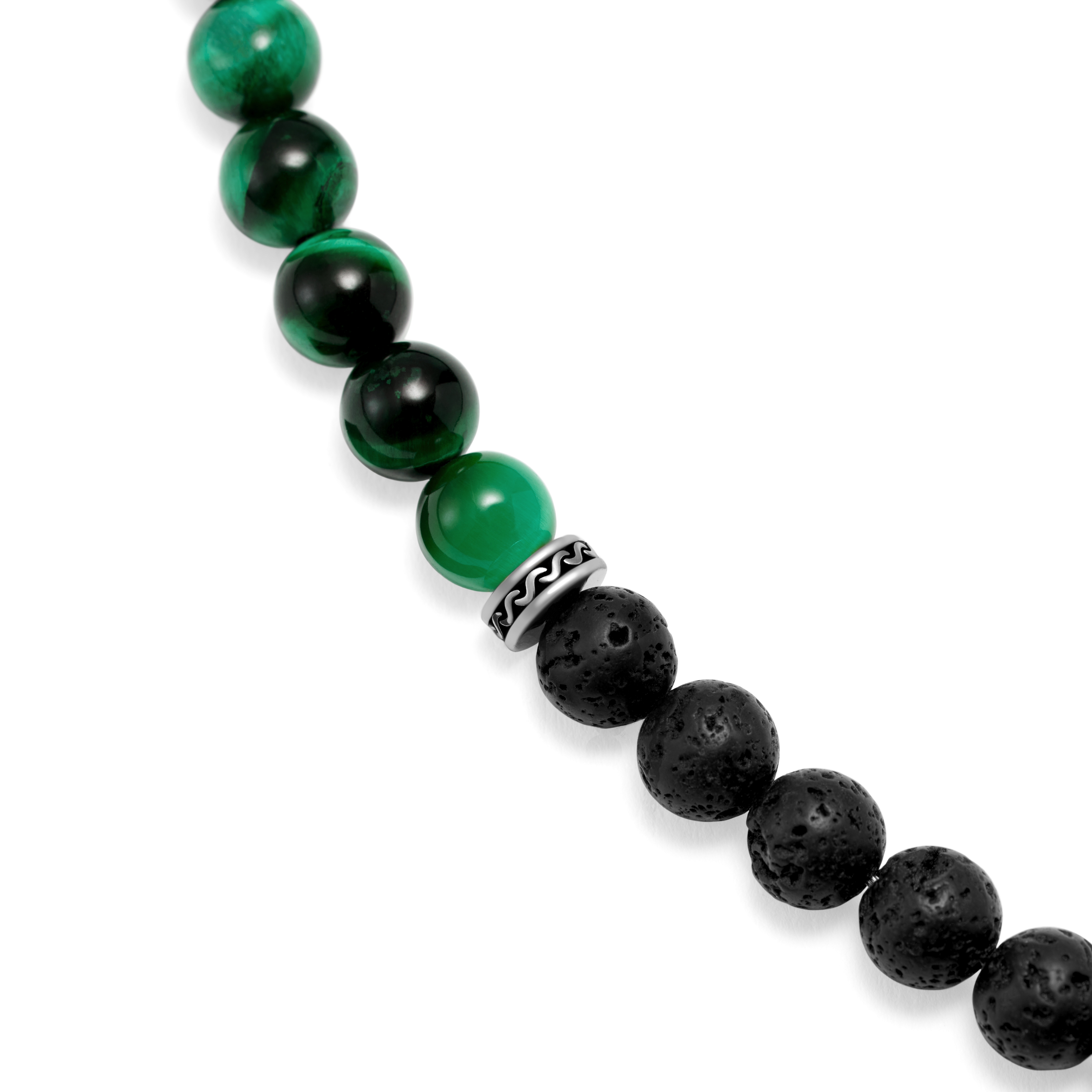 Conjunto de collares con piedra de lava y ojo de tigre verde Rico - 8