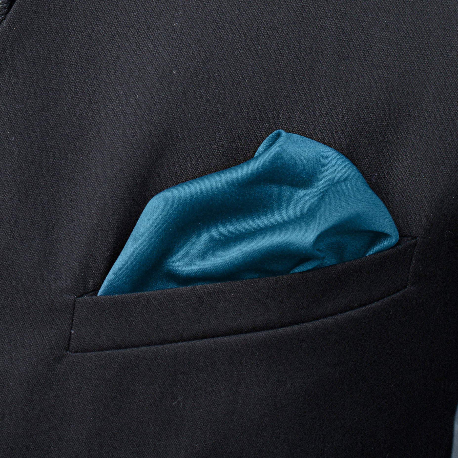 Petrol Blue Simple Pocket Square - 3