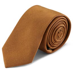6 cm kravata z hodvábneho kepru v hnedej farbe 
