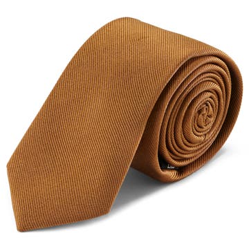 Кафява вратовръзка от копринен туил 6 см