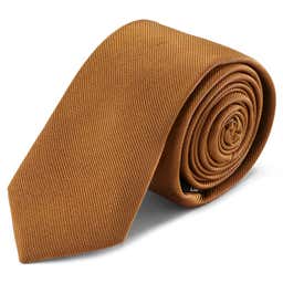 Corbata de sarga de seda marrón - 6 cm