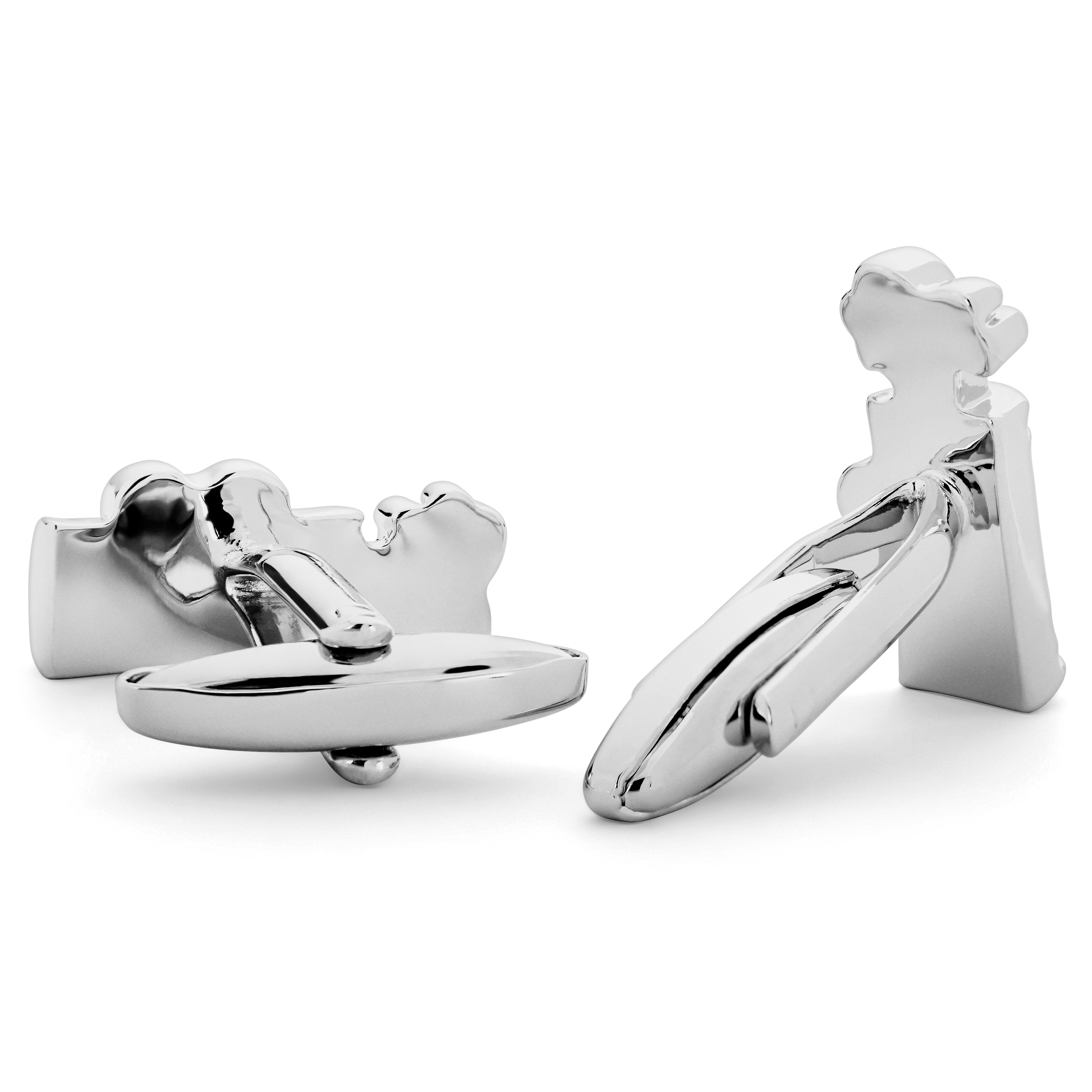 Meraklis | Silberfarbene Golf-Set-Manschettenknöpfe - 2