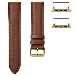 Brown Leather Watch Strap with Gold-Tone Adapter for Apple Watch (38/40MM)