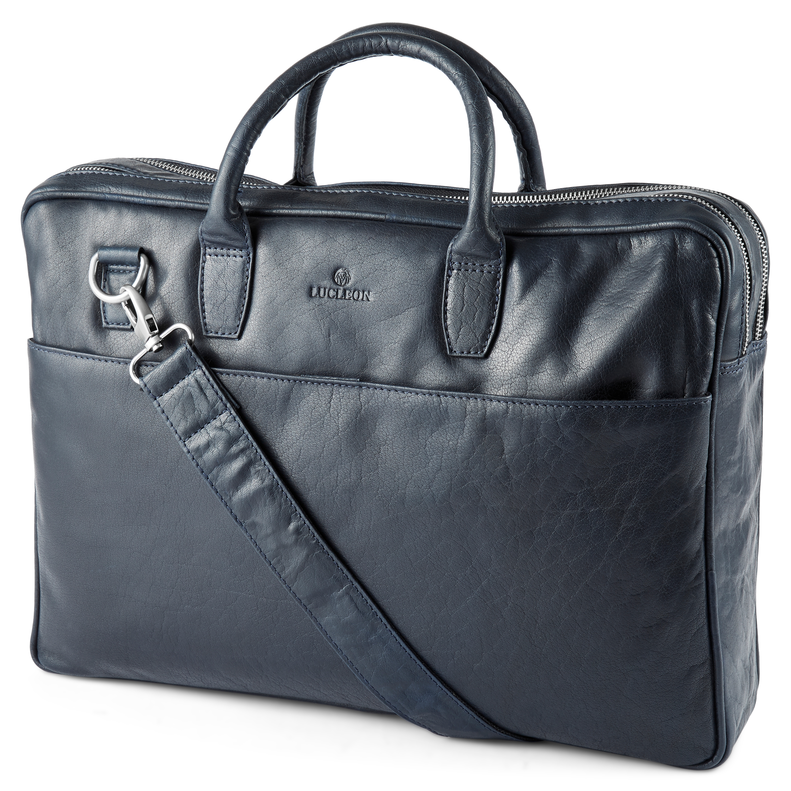 Montreal Marineblå Skinnveske med Dobbel Glidelås - 1