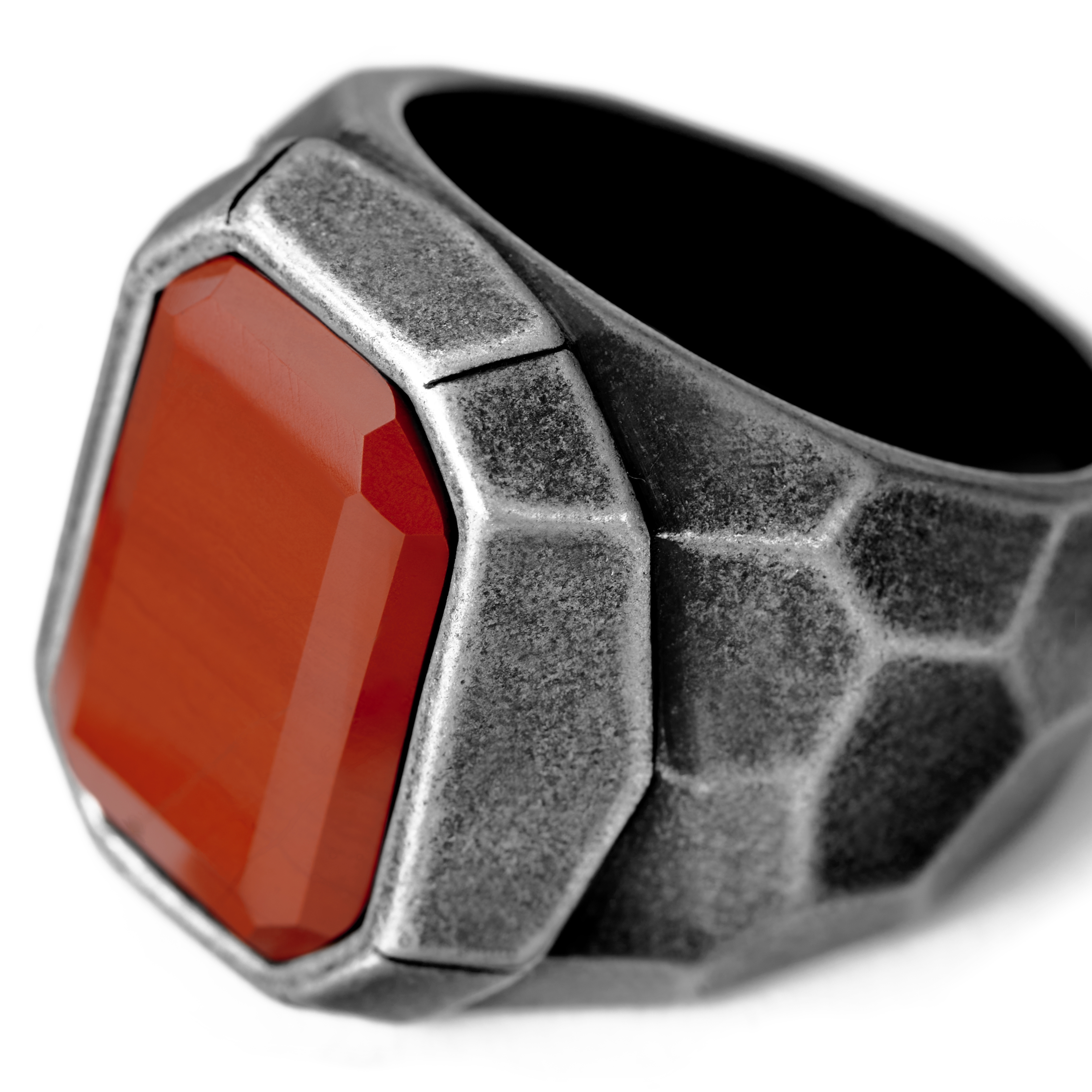 Jax Grey Stainless Steel & Red Jasper Signet Ring - 2