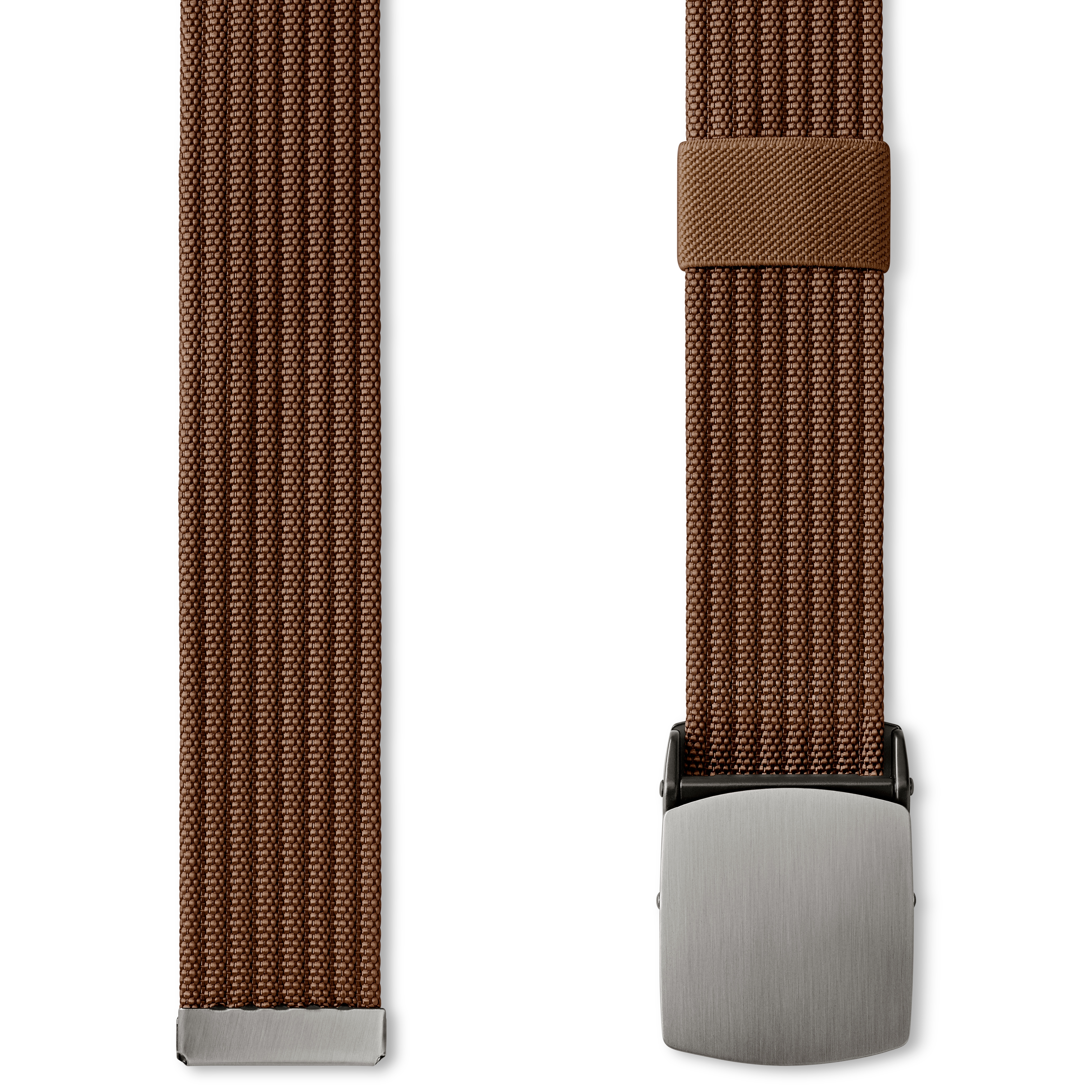 Cintura in tela marrone con chiusura automatica - 2