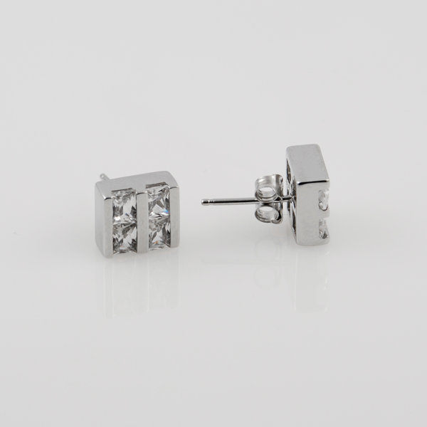 Blank/Blank Firkantede Zirkon Øreringe - 4