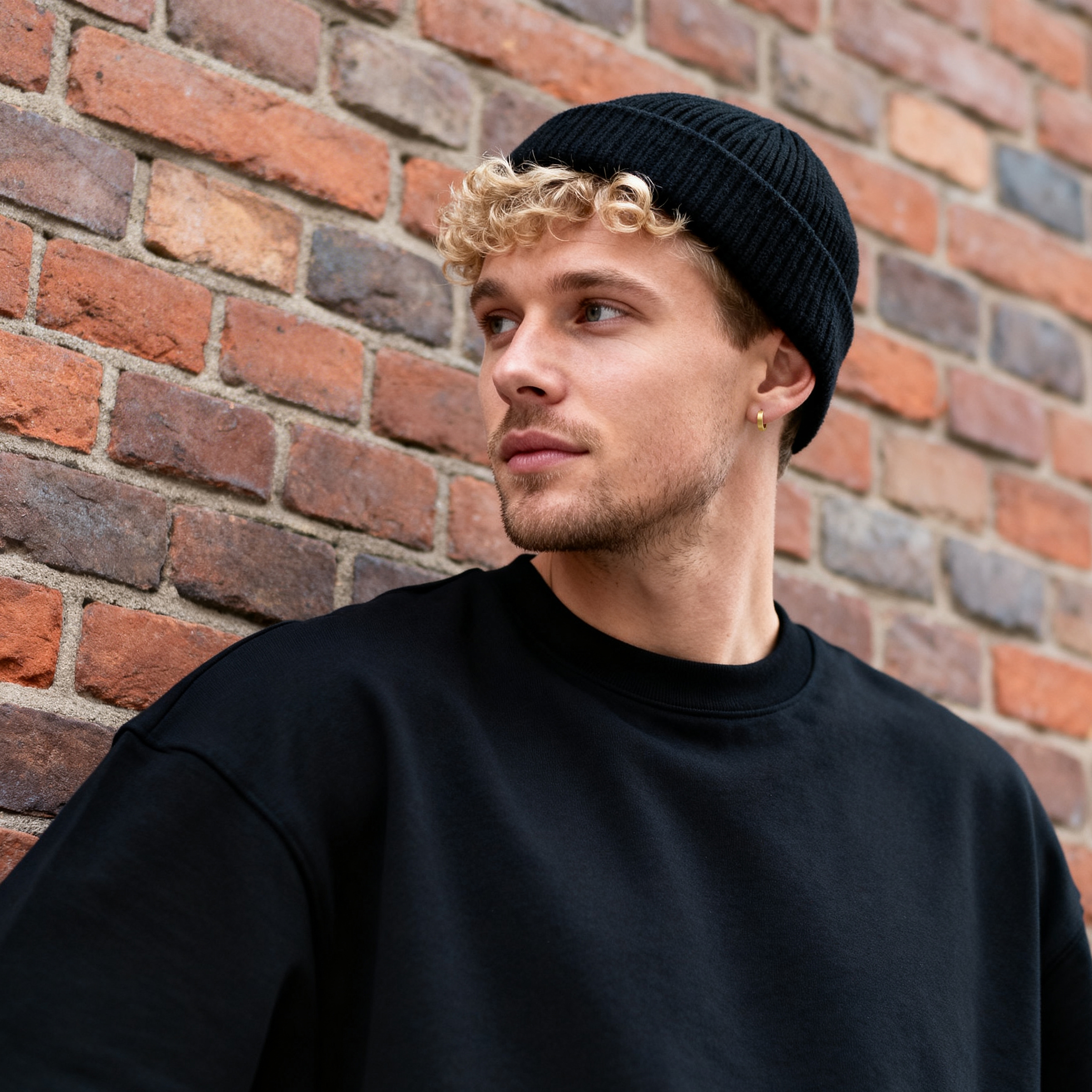 Χρυσαφί Ατσάλινο Σκουλαρίκι Κρίκος Flat Hoop  - 5