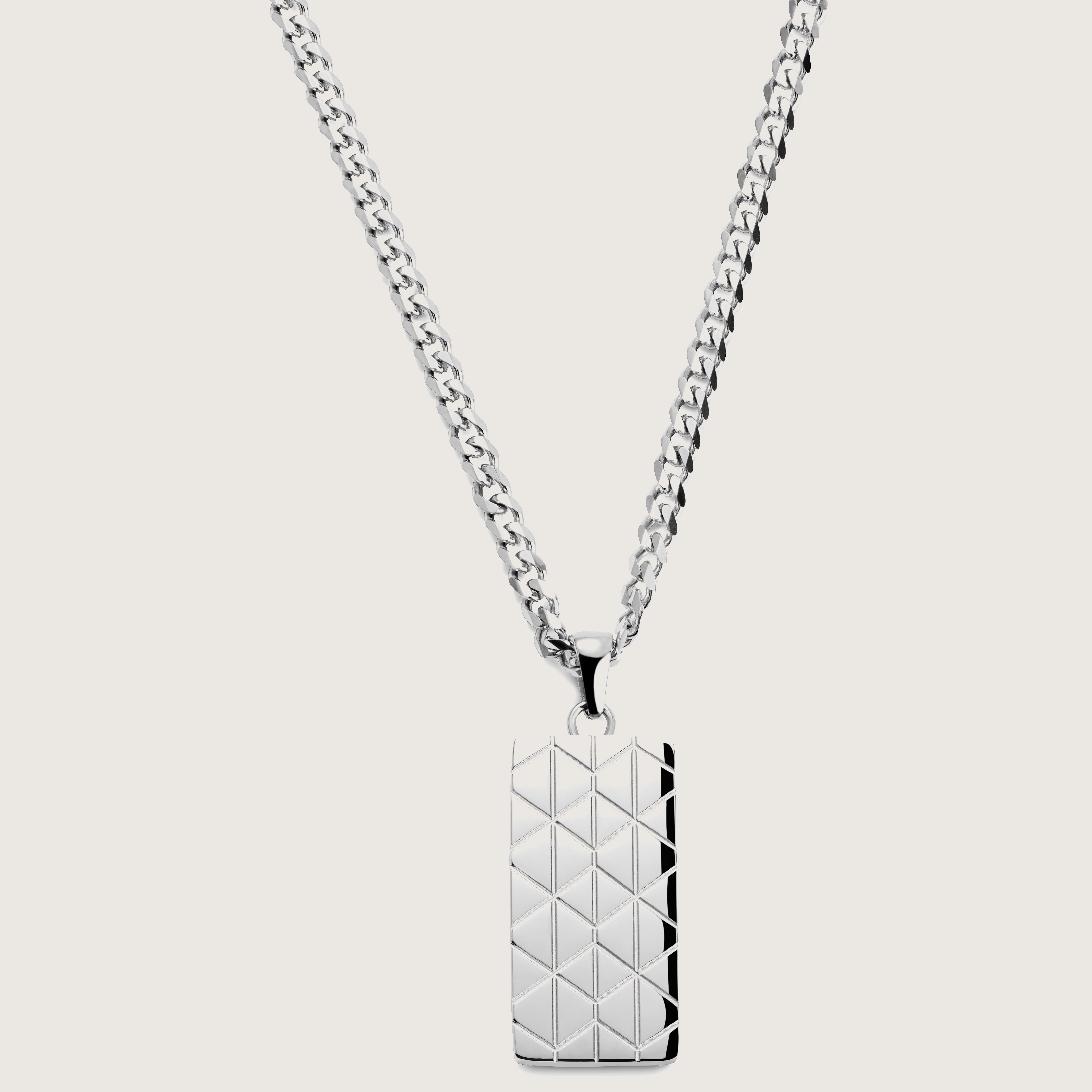 Icarus | Silver-Tone Stainless Steel Armor Pattern Dog Tag