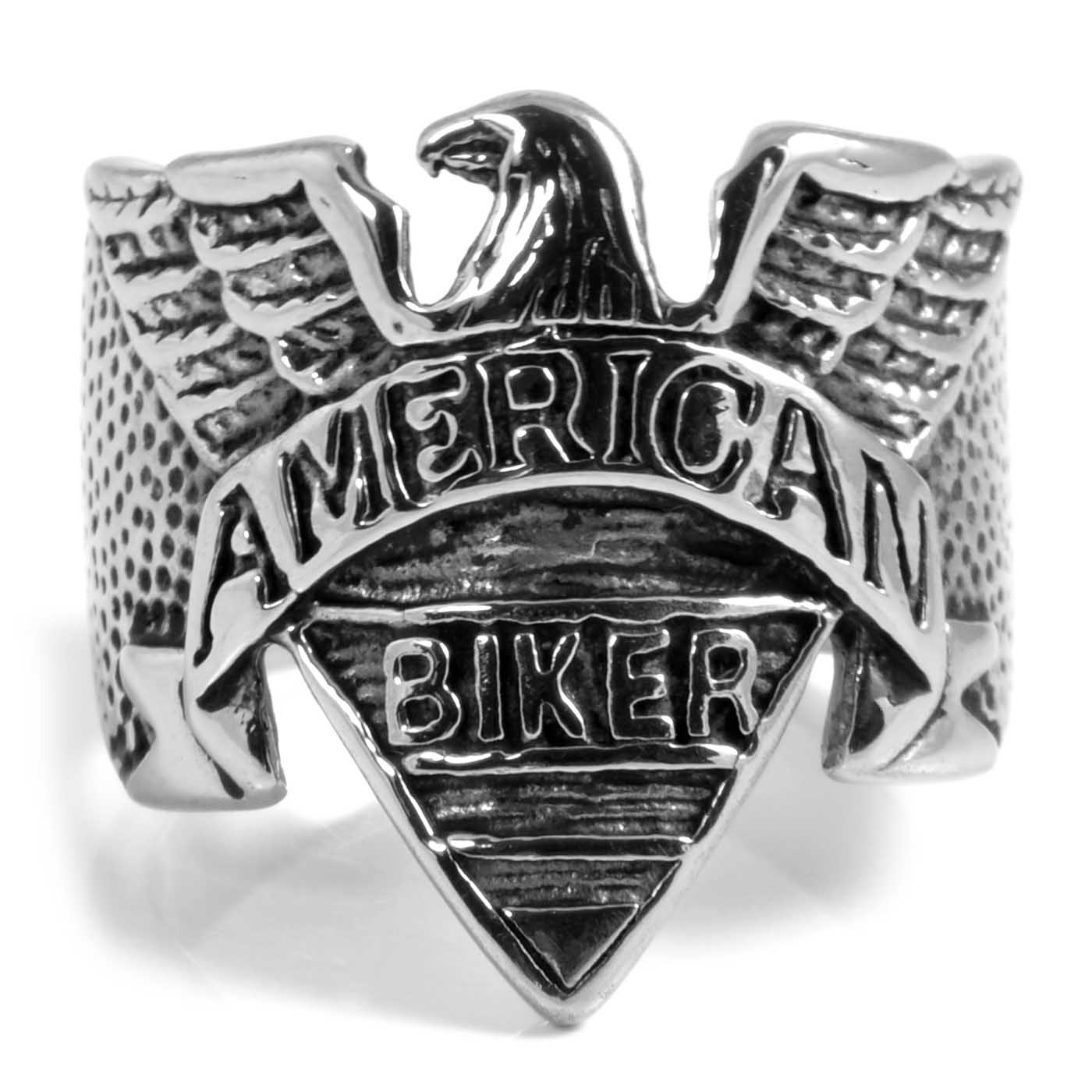 Anillo de acero American Biker con águila - 2