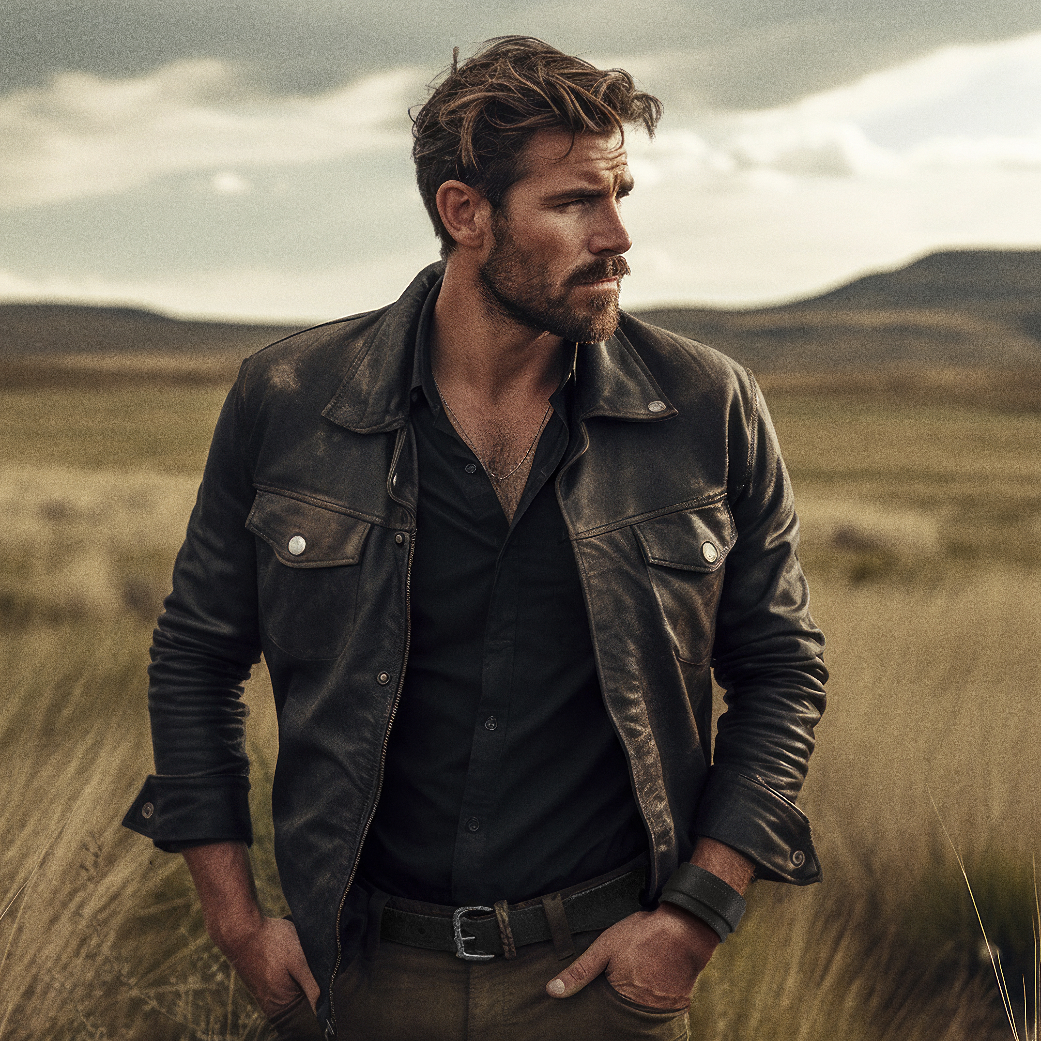 Gladius | Black Full Grain Buffalo Leather Pin Bracelet - 3