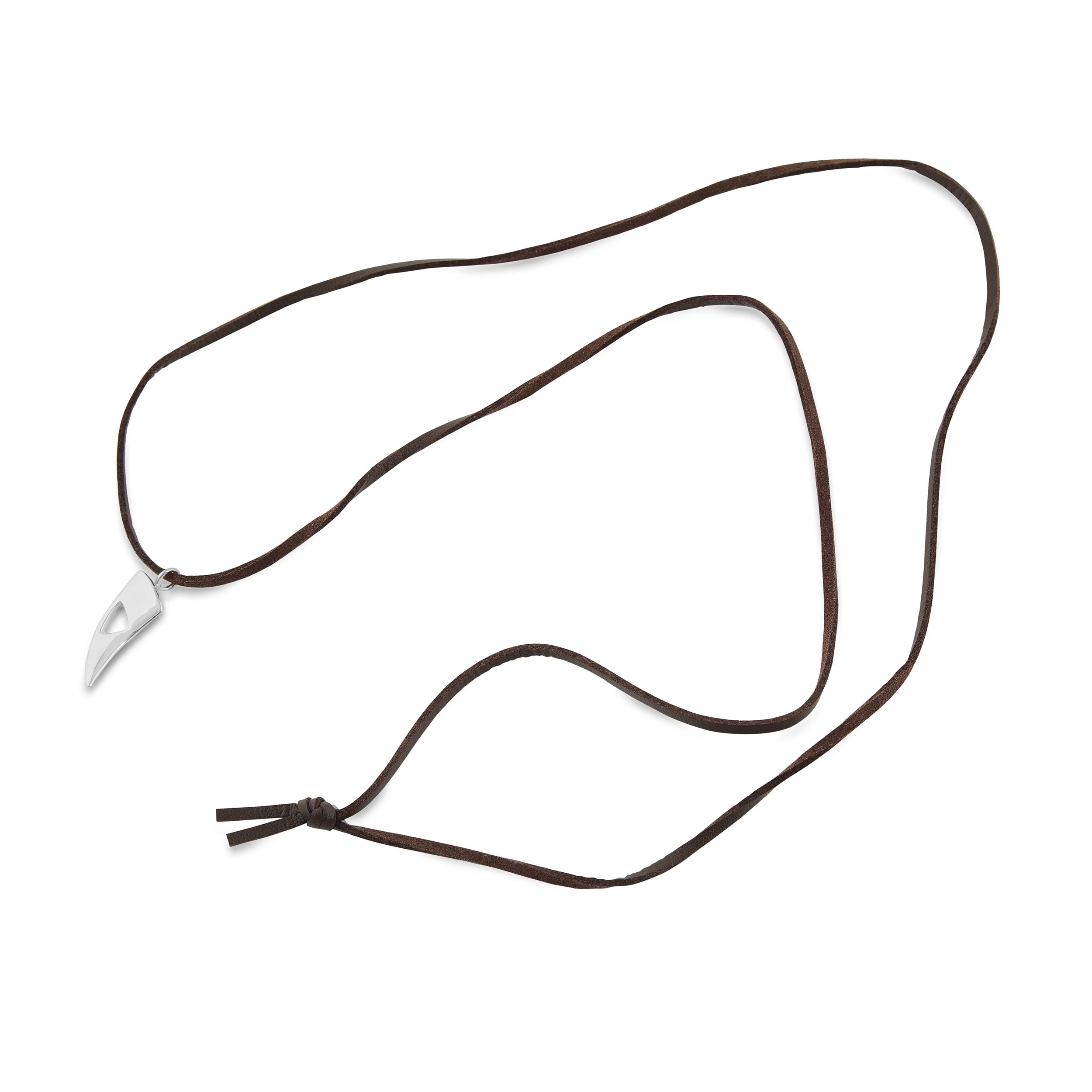 Colar em Pele com Pendente Recortado Prateado - 3