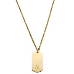 Zodiac | Gold-Tone Leo Star Sign Dog Tag Cable Chain Necklace
