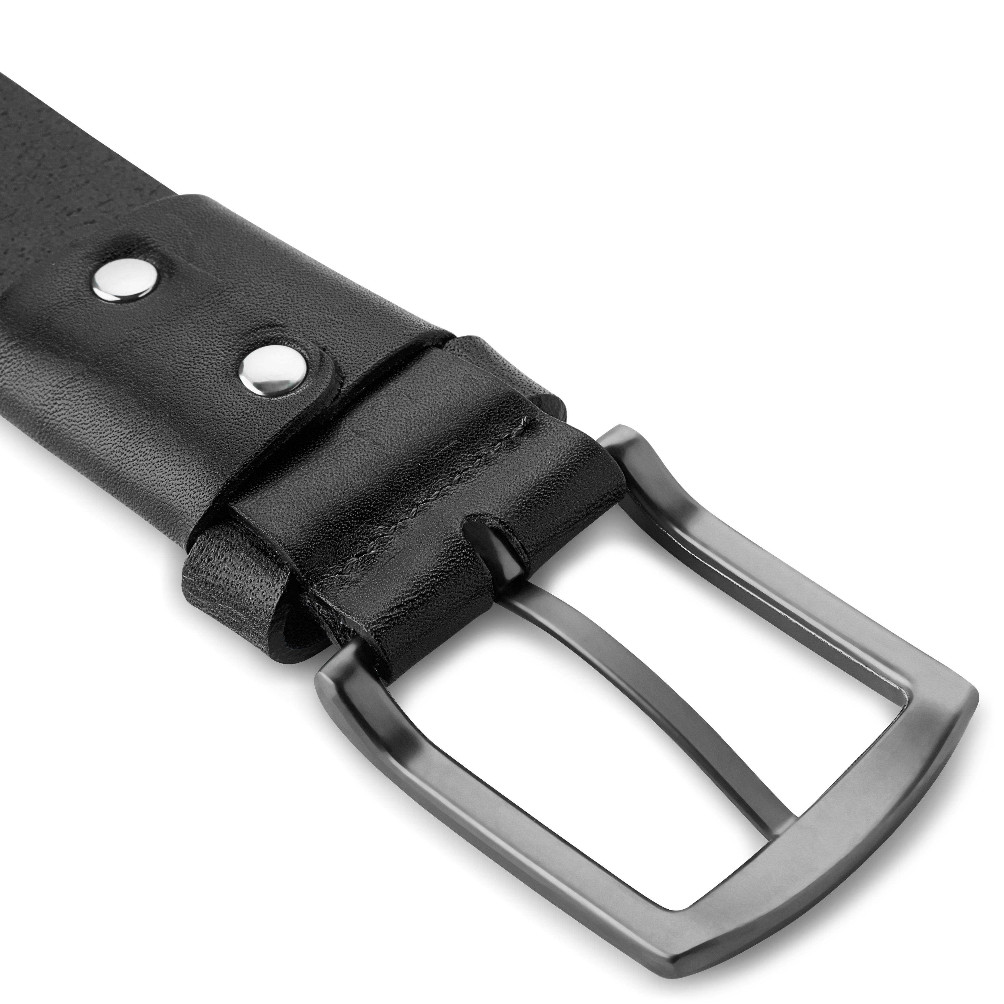 Black Full-Grain Leather Stretch Belt - 4