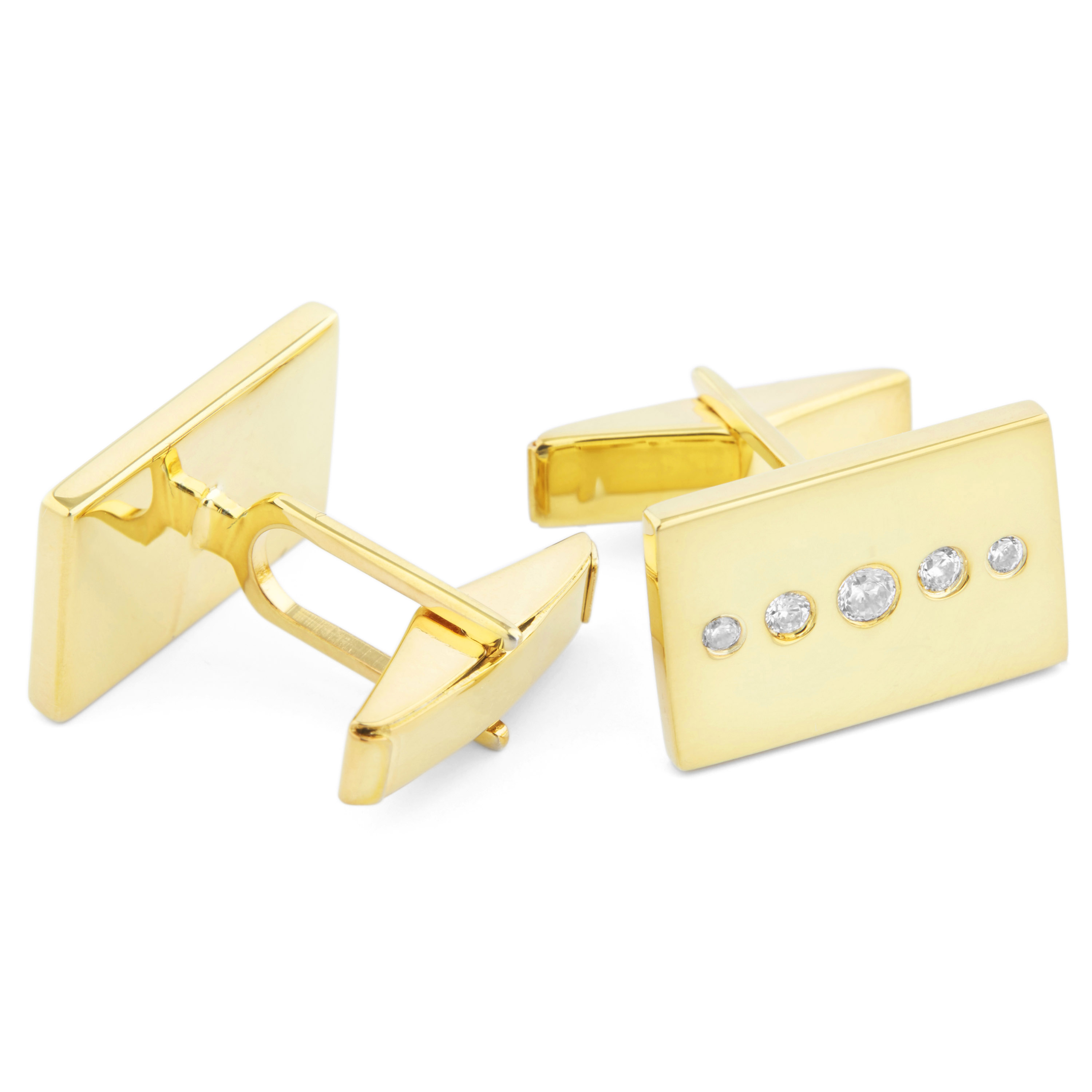 Goudvergulde 925 Zilveren Manchetknopen besprenkelt met Zirkonia - 2