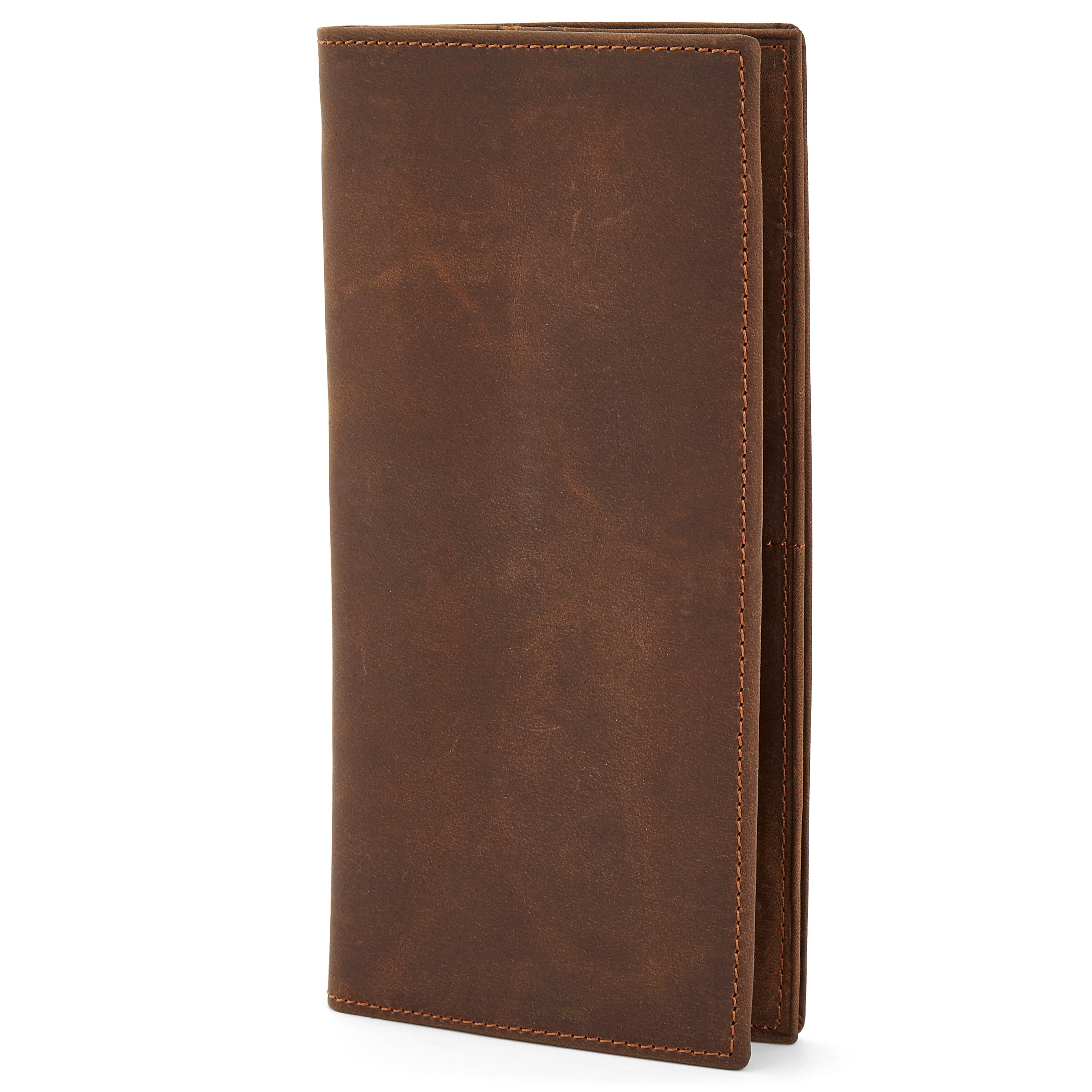 Pojemny wąski portfel w kolorze brązowym