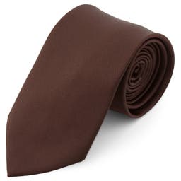 Дълга едноцветна тъмнокафява вратовръзка 8 см