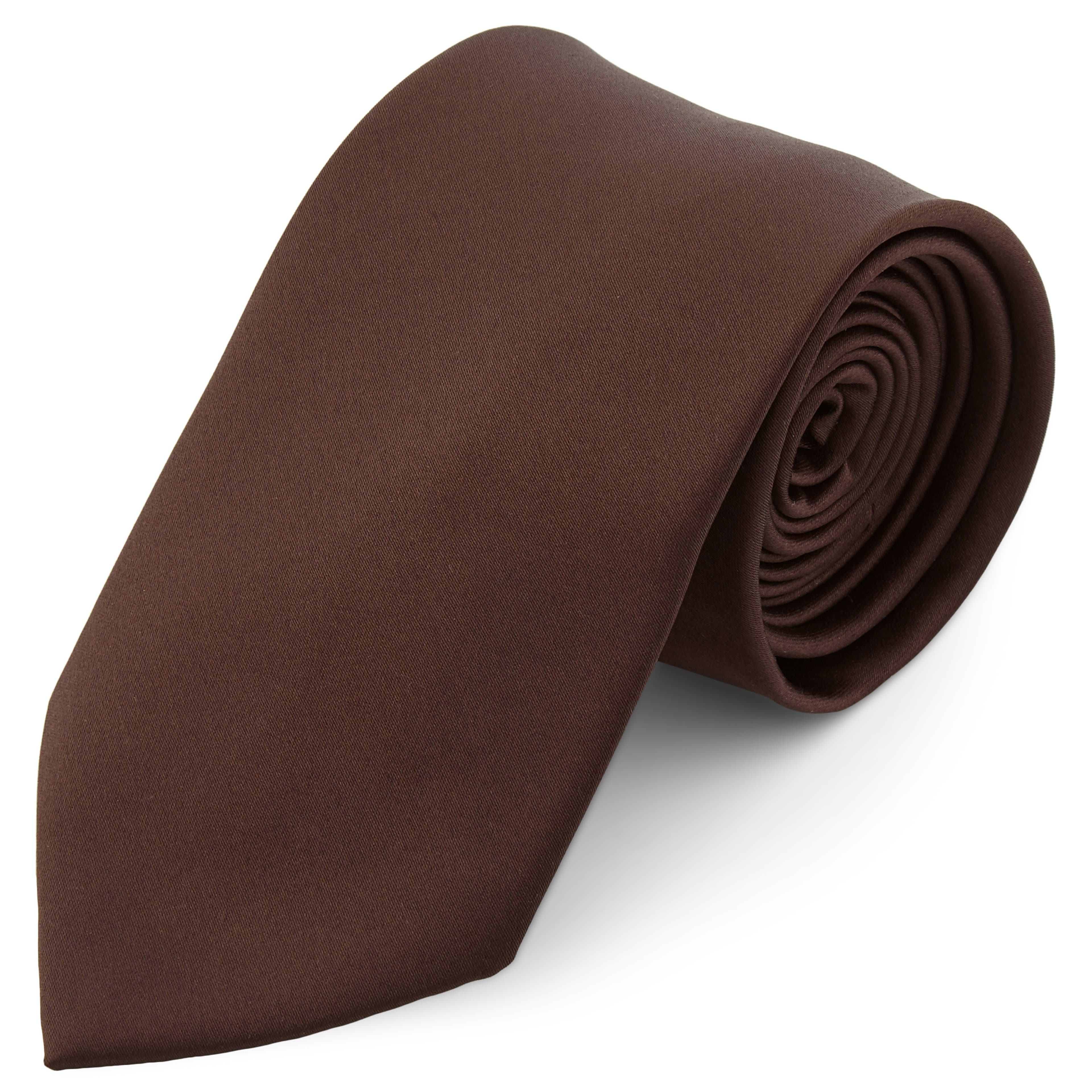 Corbata básica extralarga marrón oscuro de 8 cm