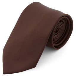 Basic Wide & Long Dark Brown Polyester Tie