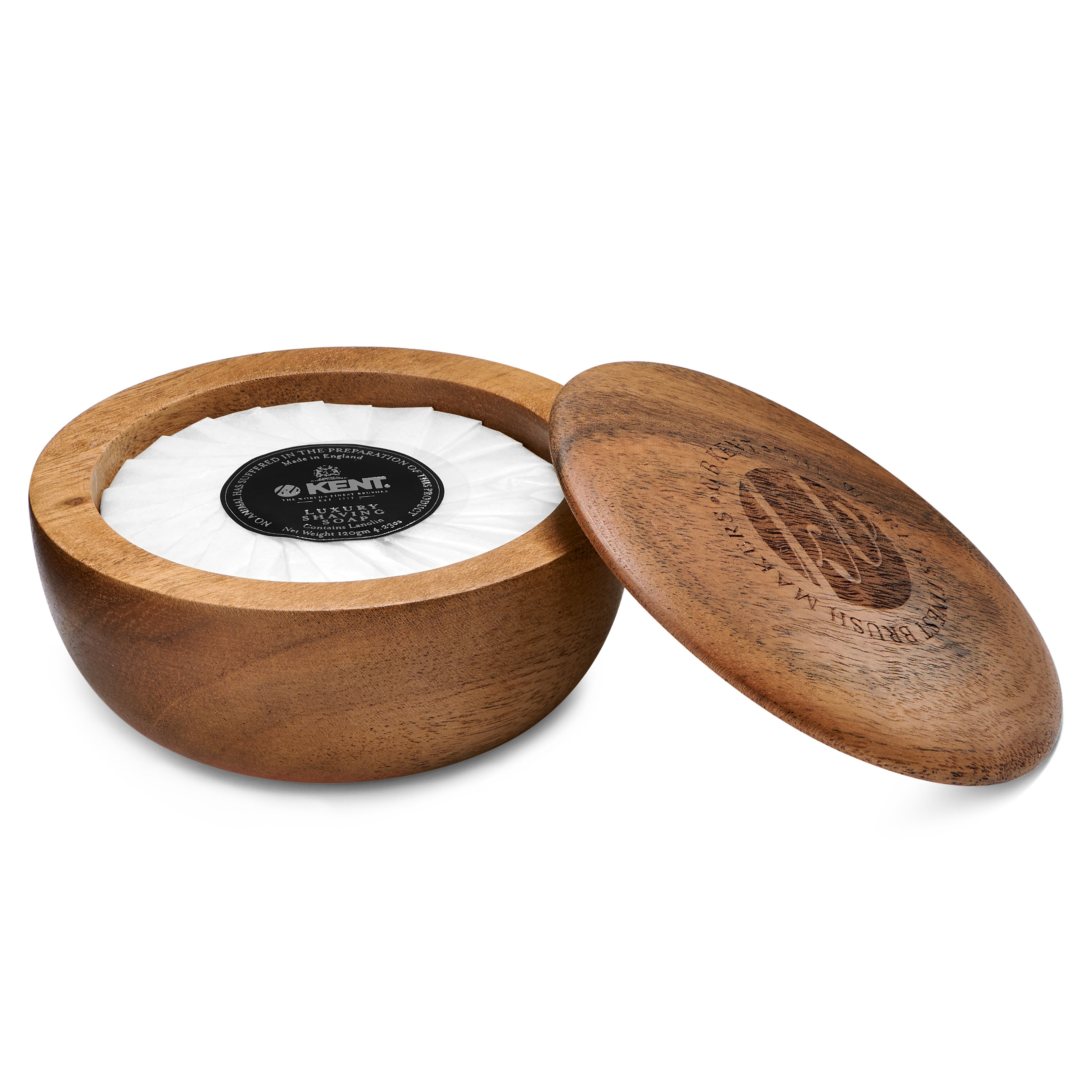 Luxury Shaving Soap in Dark Wooden Bowl