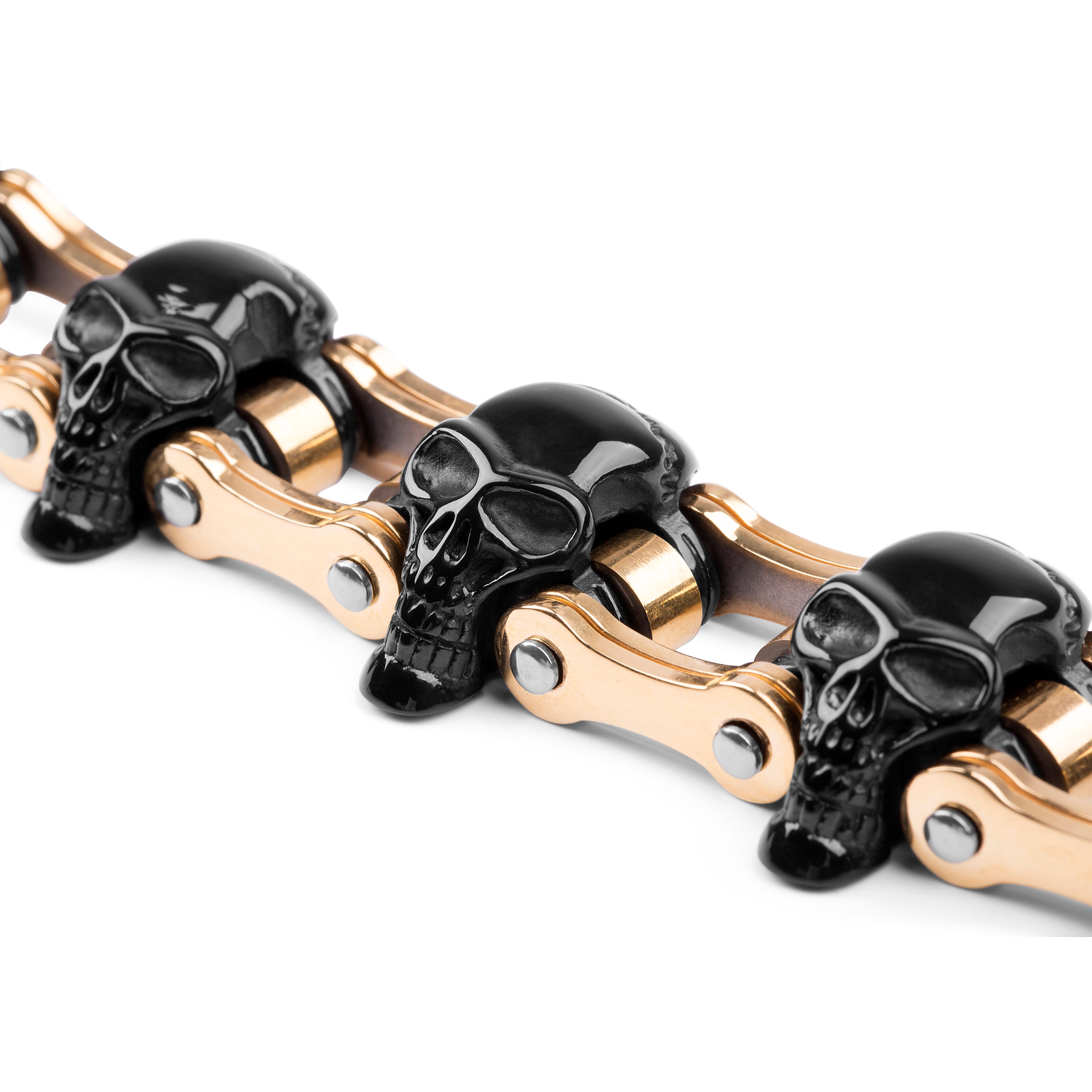 Schwarzes & Goldfarbenes Fahrradketten Armband Aus Chirurgenstahl - 5