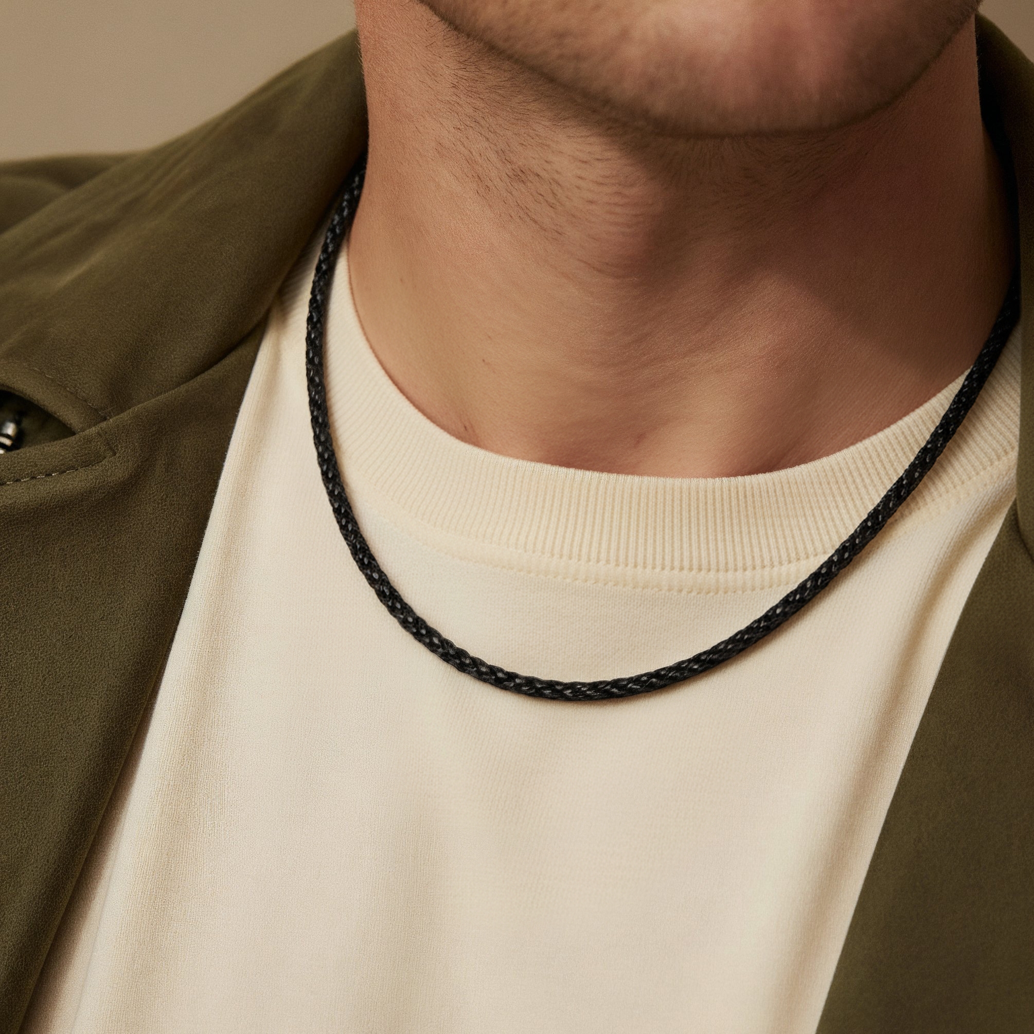 Tenvis | 3 mm Schwarze Leder Halskette - 2