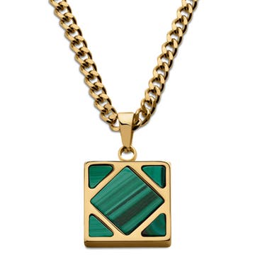 Cruz | Square Gold-Tone Green Agate Necklace Cruz | Square Gold-Tone Green Agate Necklace