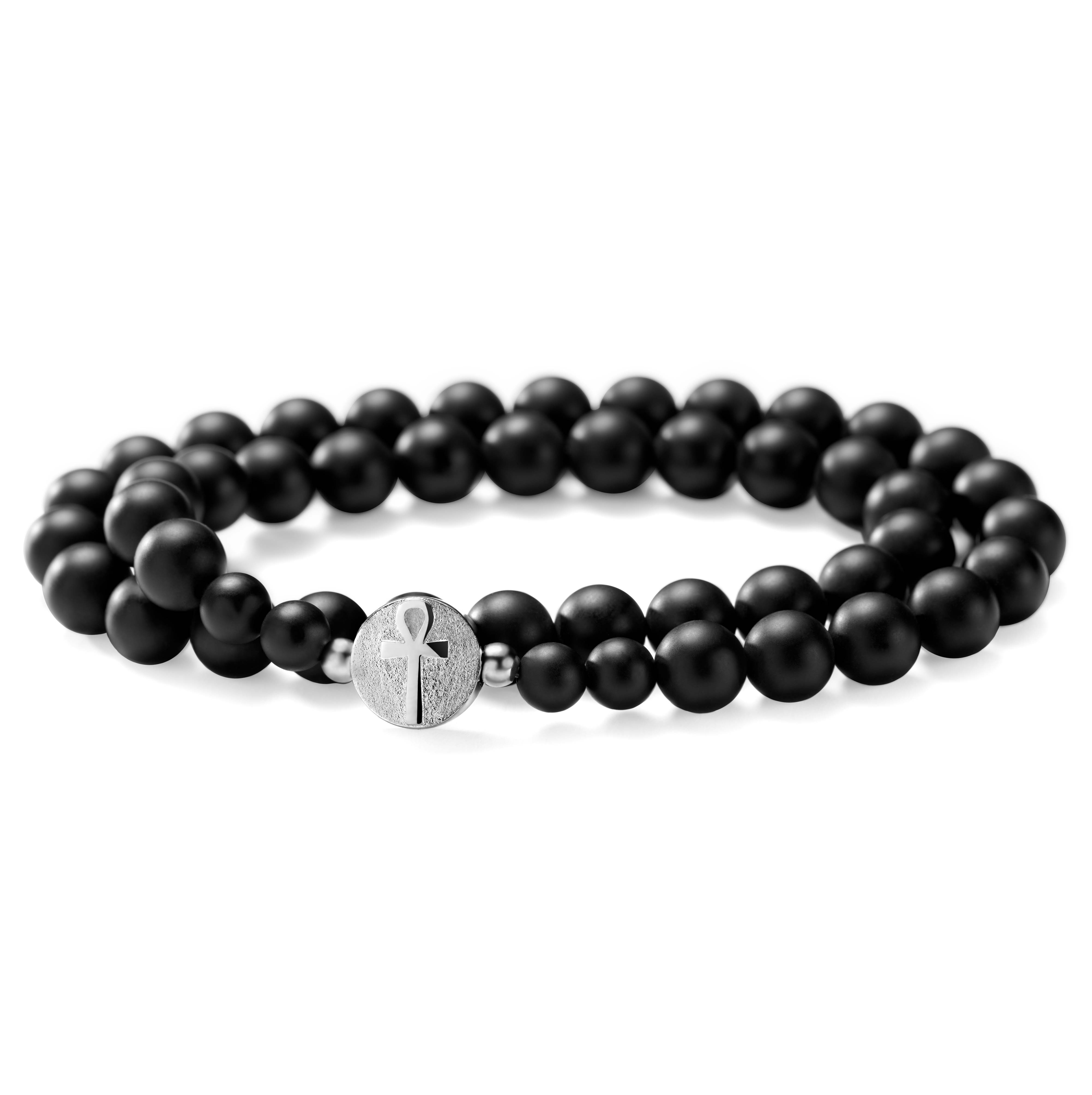 Ankh Black & Silver-tone Bracelet Set - 12
