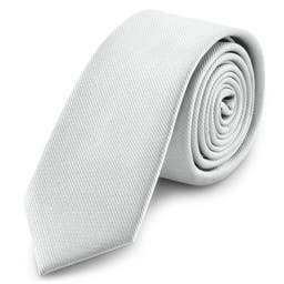 Cravatta skinny da 6 cm color argento con motivo gros-grain