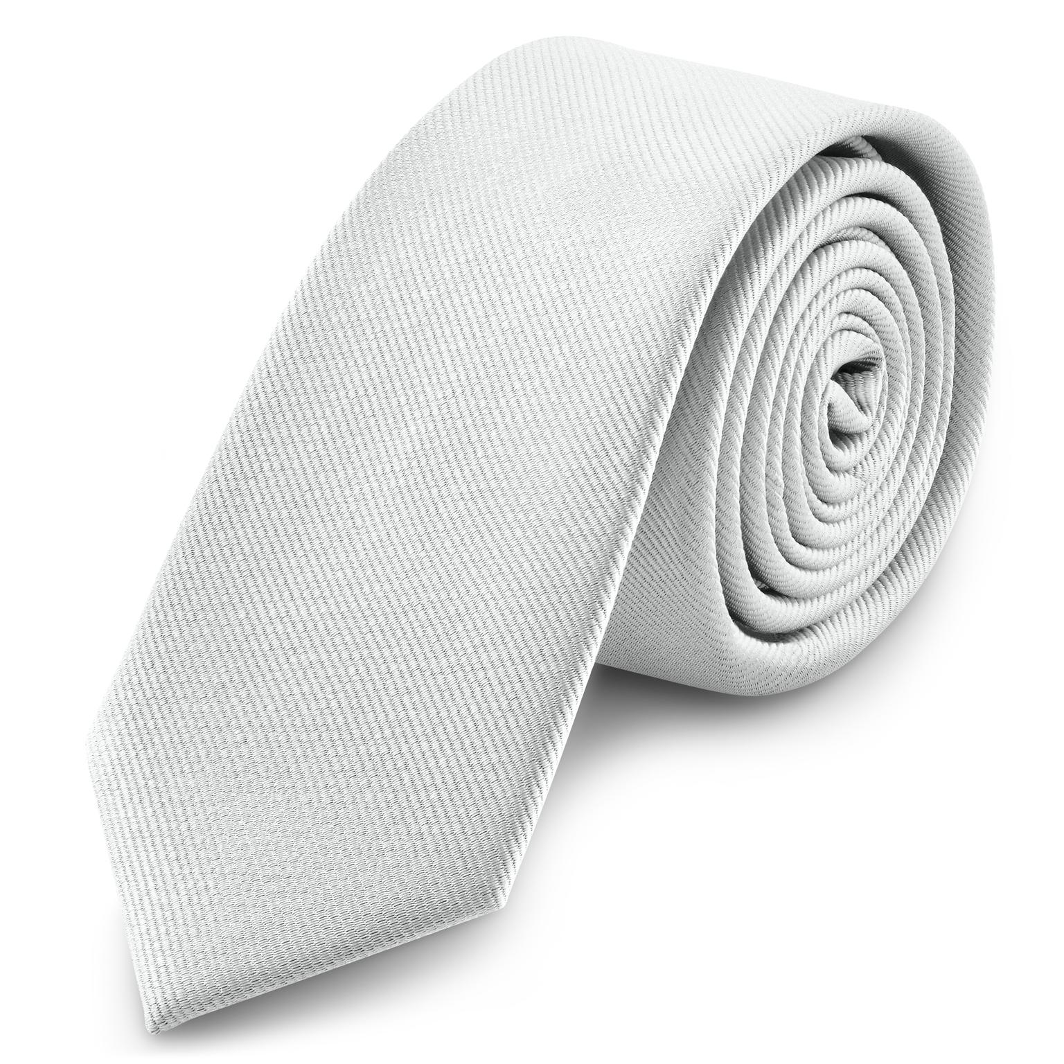 Cravate étroite en tissu gros-grain argenté 6 cm Cravate étroite en tissu gros-grain argenté 6 cm