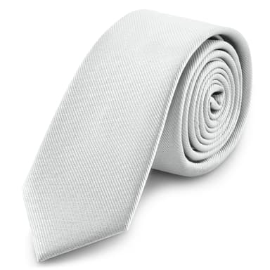 Cravatta skinny da 6 cm color argento con motivo gros-grain Cravatta skinny da 6 cm color argento con motivo gros-grain