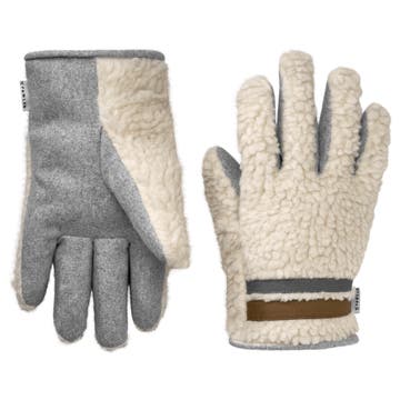 PolarPlush | Grey & White Wool Blend Gloves PolarPlush | Grey & White Wool Blend Gloves
