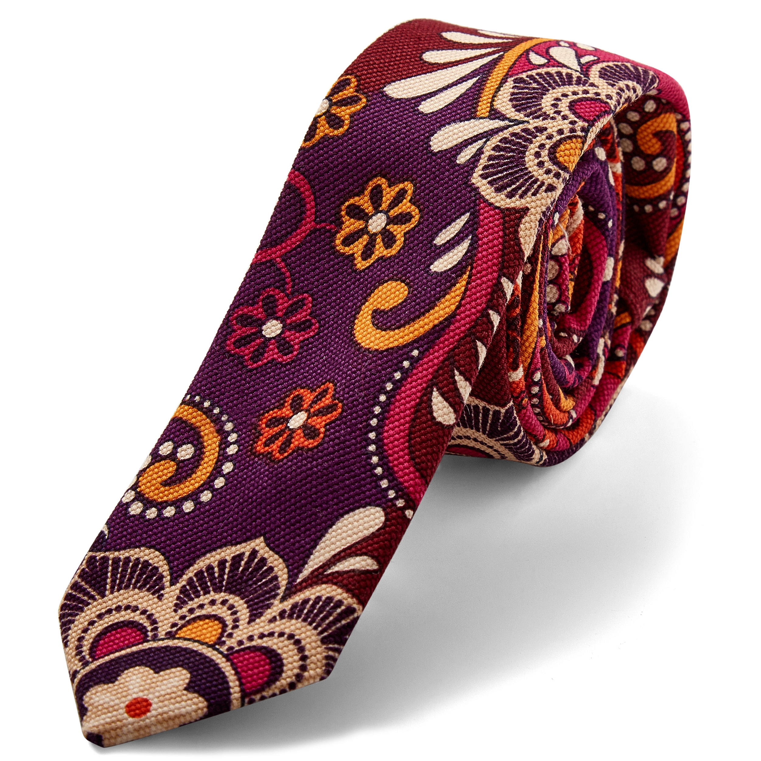 Rote gemusterte Leinen Krawatte - 1