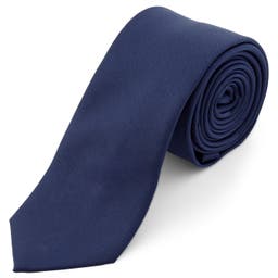Тъмносиня едноцветна вратовръзка 6 см