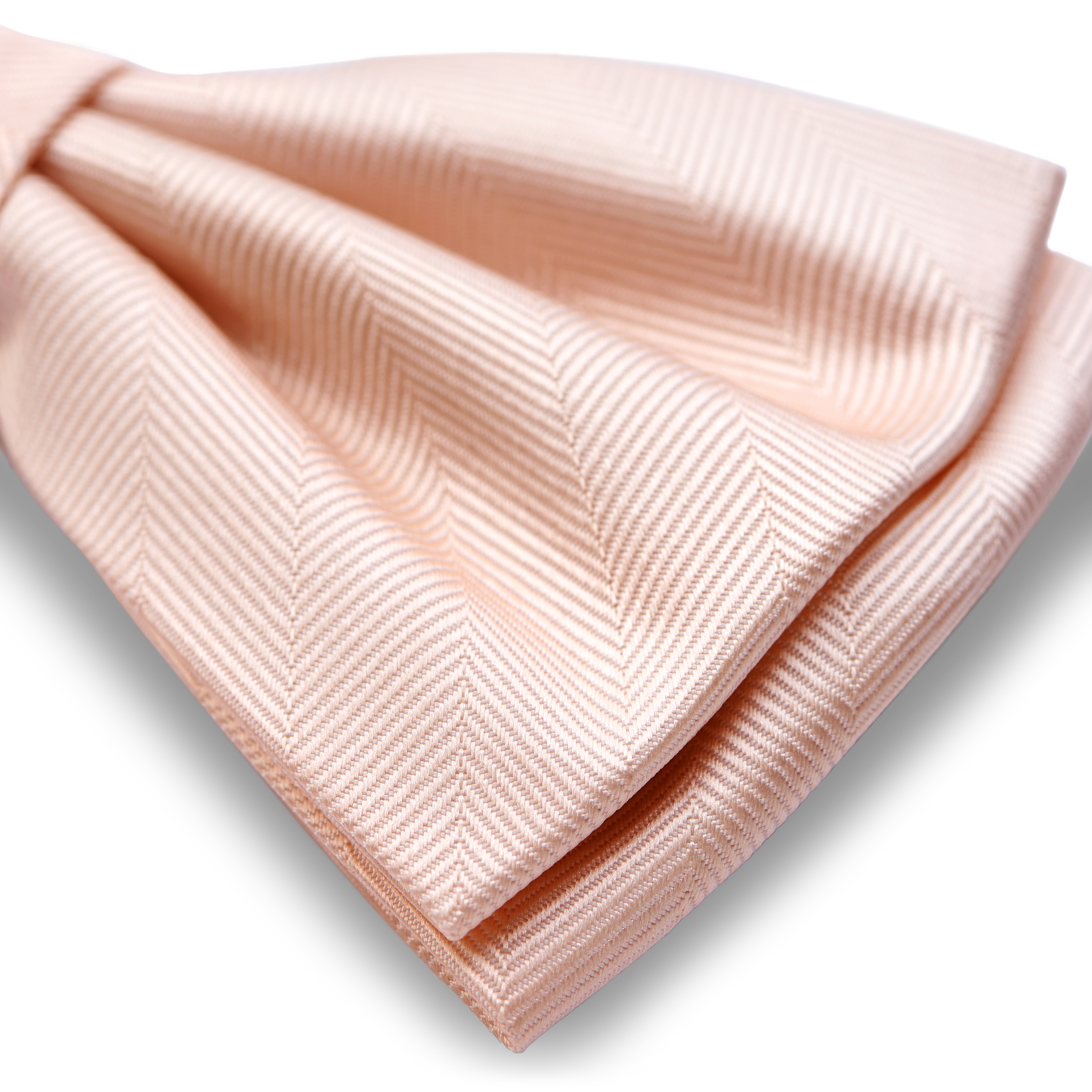 Rose Pink Pre-Tied Herringbone Bow Tie - 3
