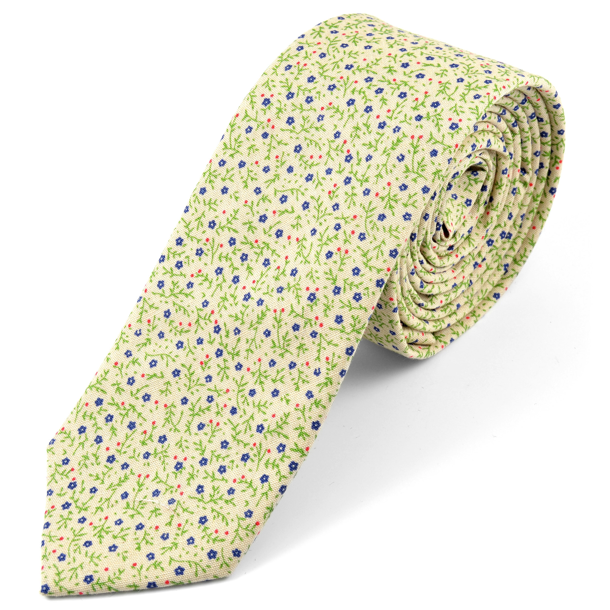 Crèmekleurige Katoenen Stropdas met Bosmotief - 1