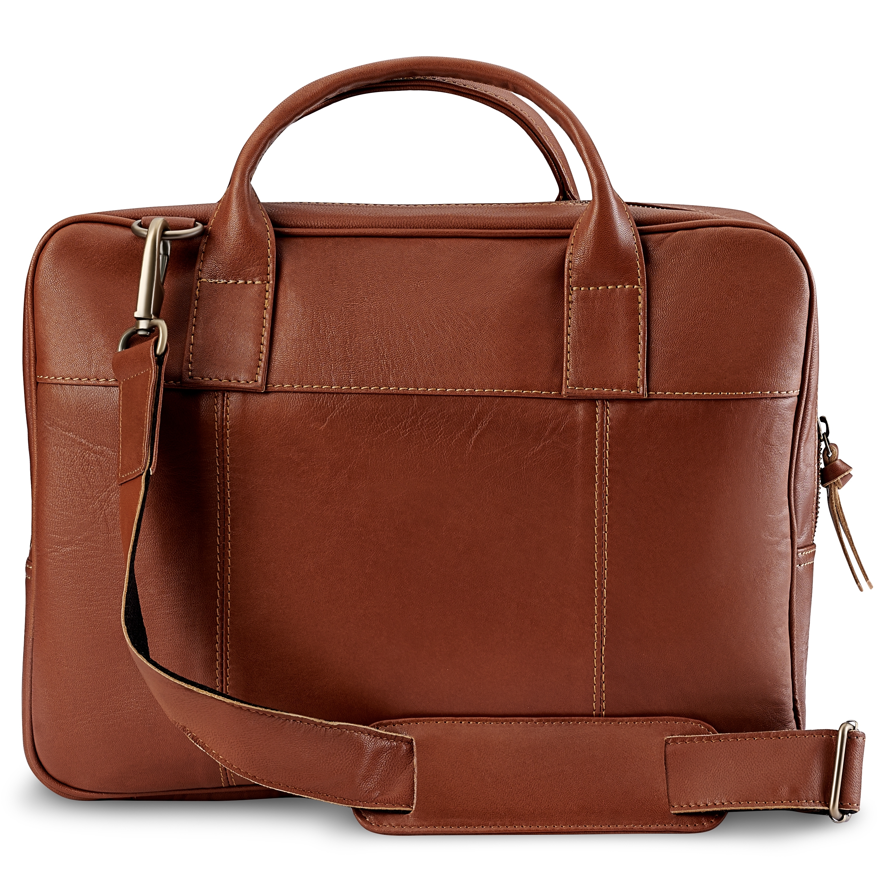 Fidei | Maletín para portátil de cuero de cabra de grano completo color moca - 3