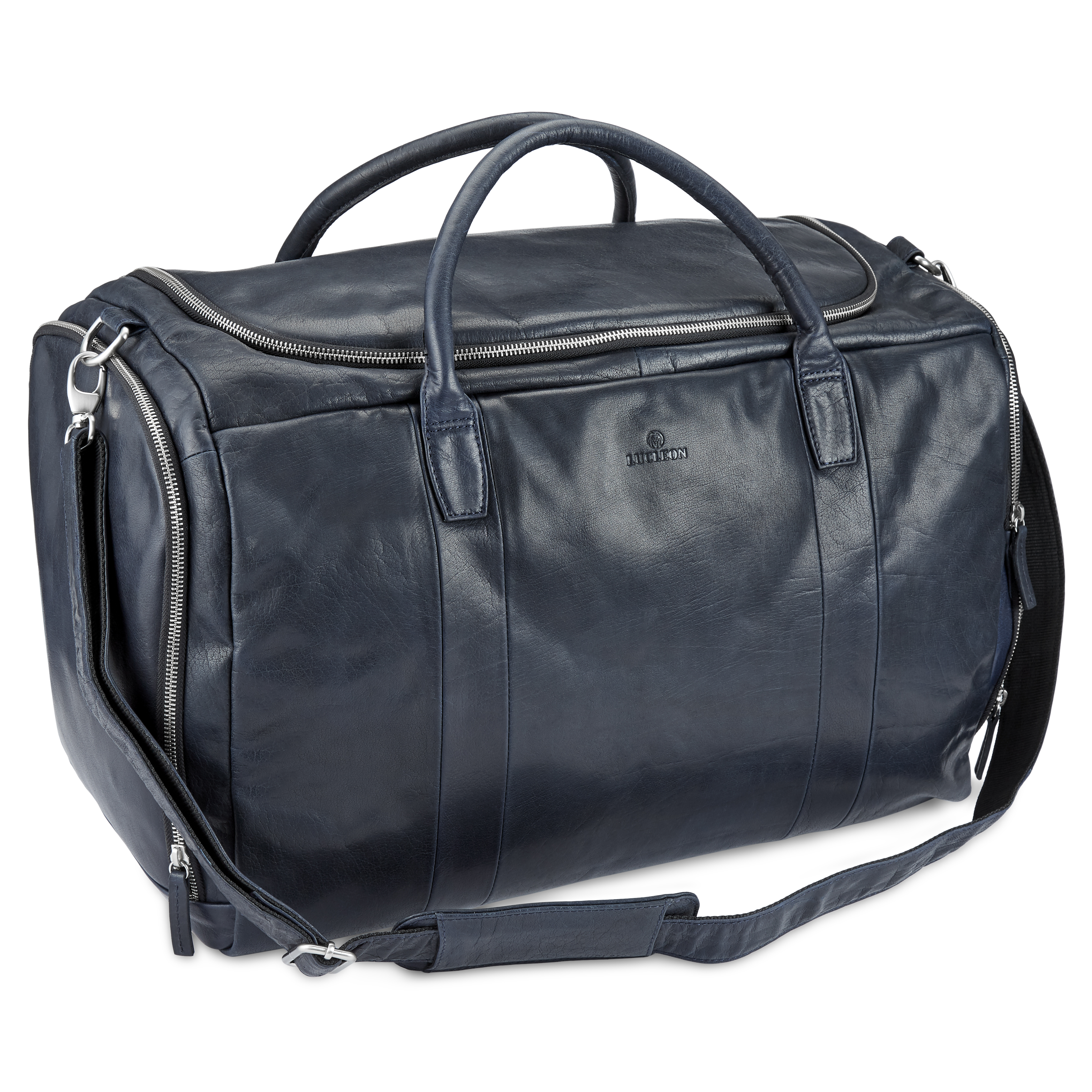 Bolsa de viaje grande de cuero azul marino Montreal - 7