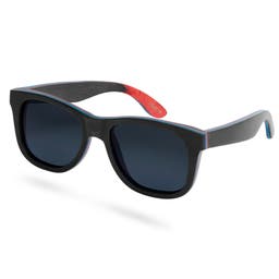 Czarne drewniane deskorolkowe polaryzacyjne okulary przeciwsłoneczne