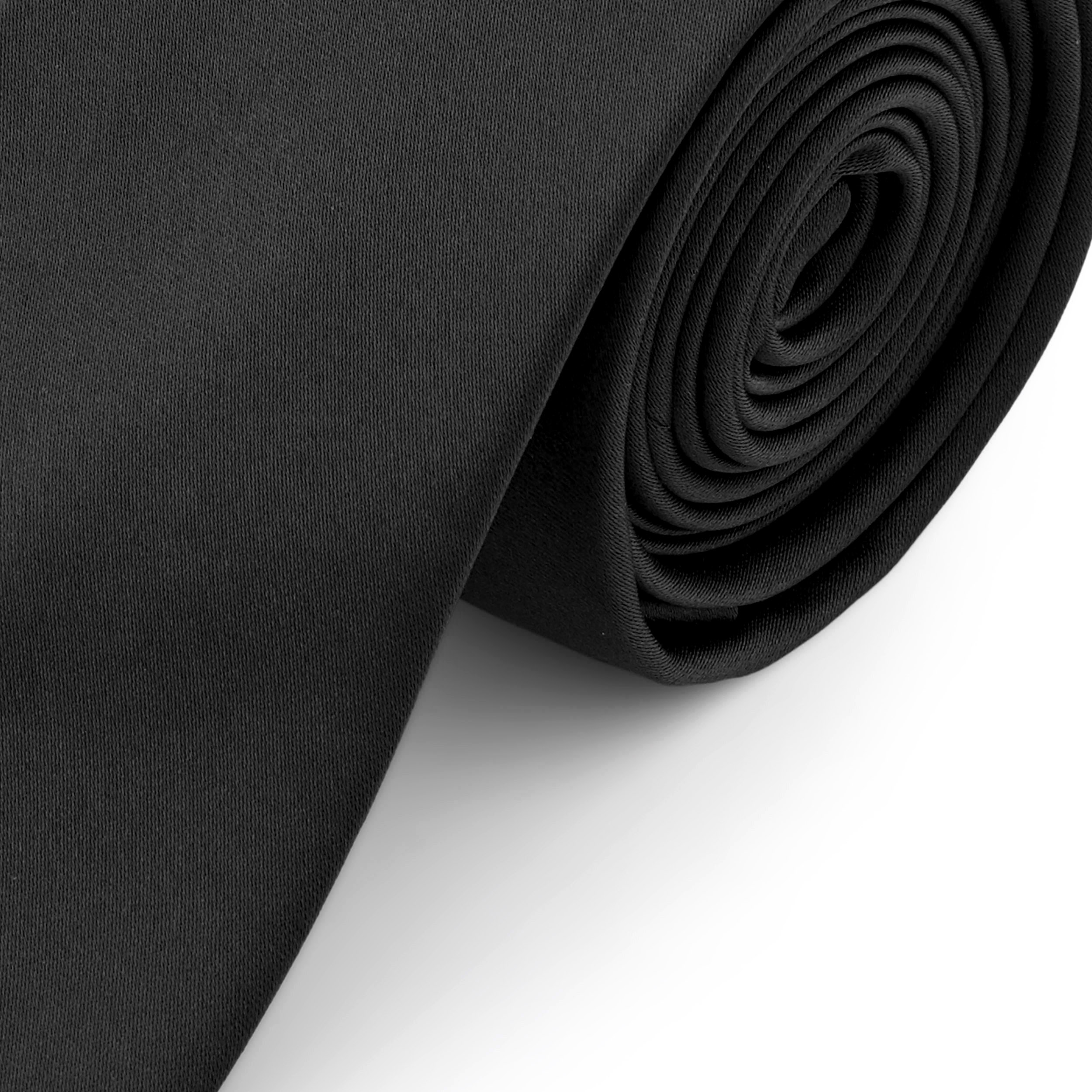 Basic Black Polyester Tie - 2