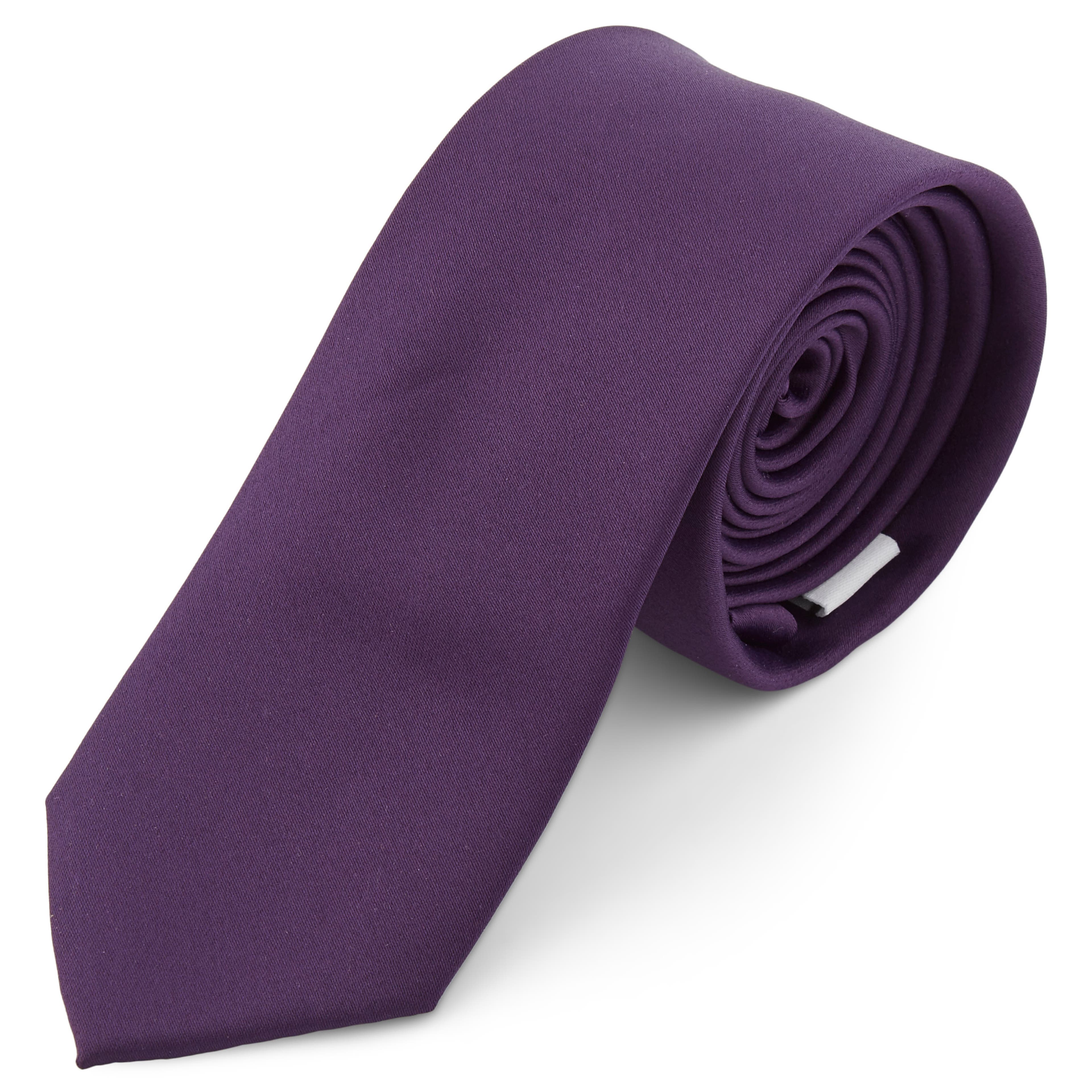 Dunkellila Basic Krawatte 6 cm