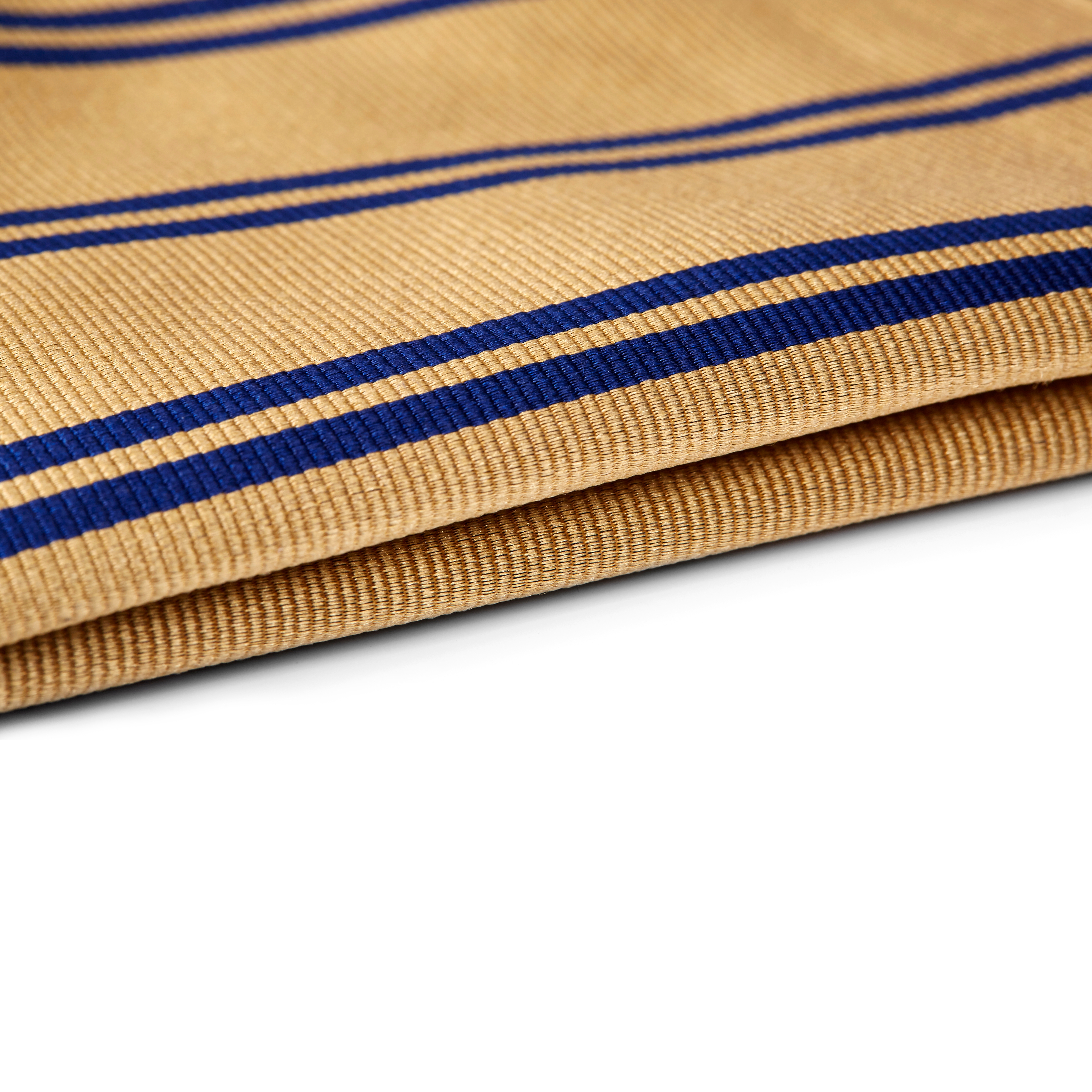 Fazzoletto da taschino in seta dorata con doppie righe blu - 2