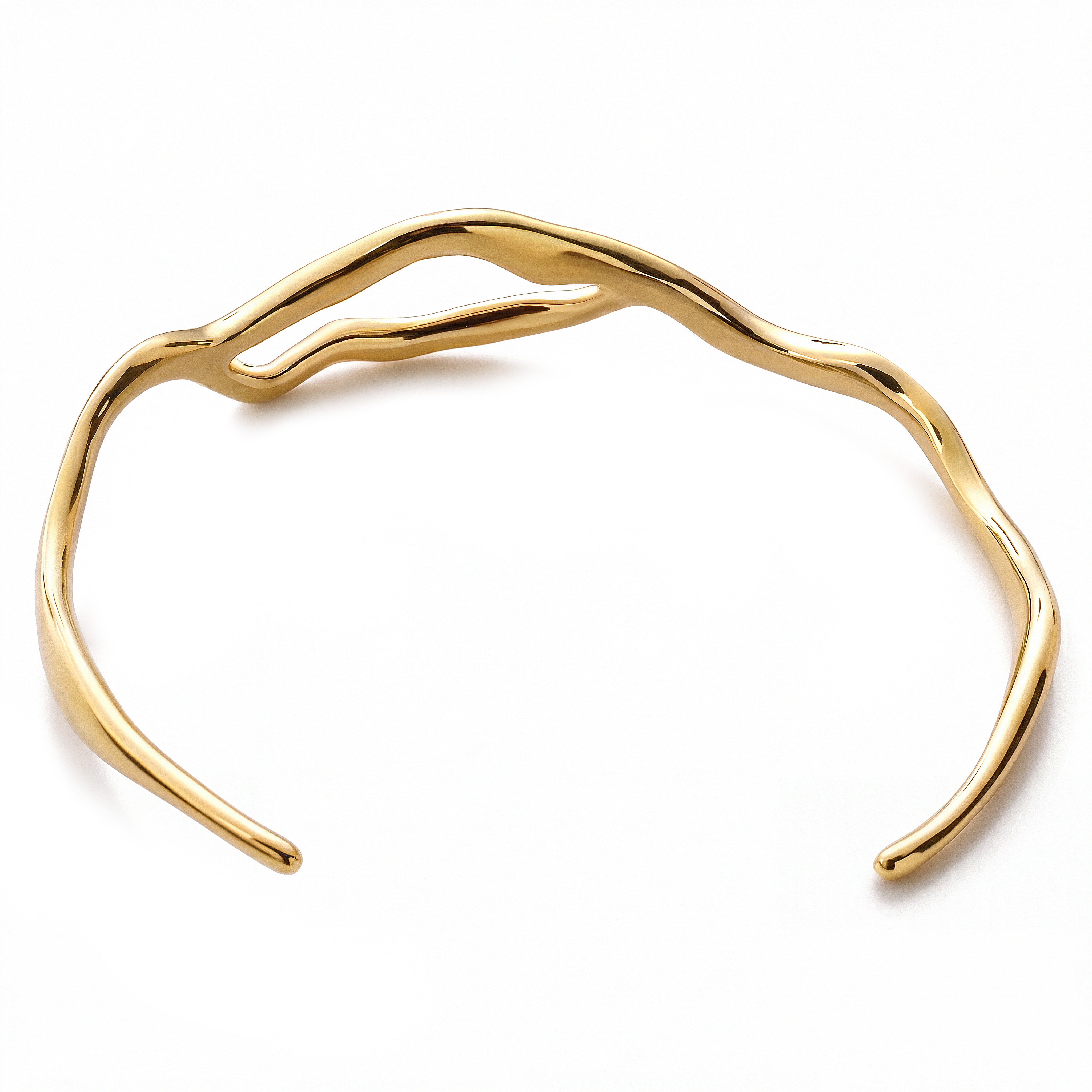 Magma | 15mm Gold-Tone Stainless Steel Wavy Cuff Bracelet - 2