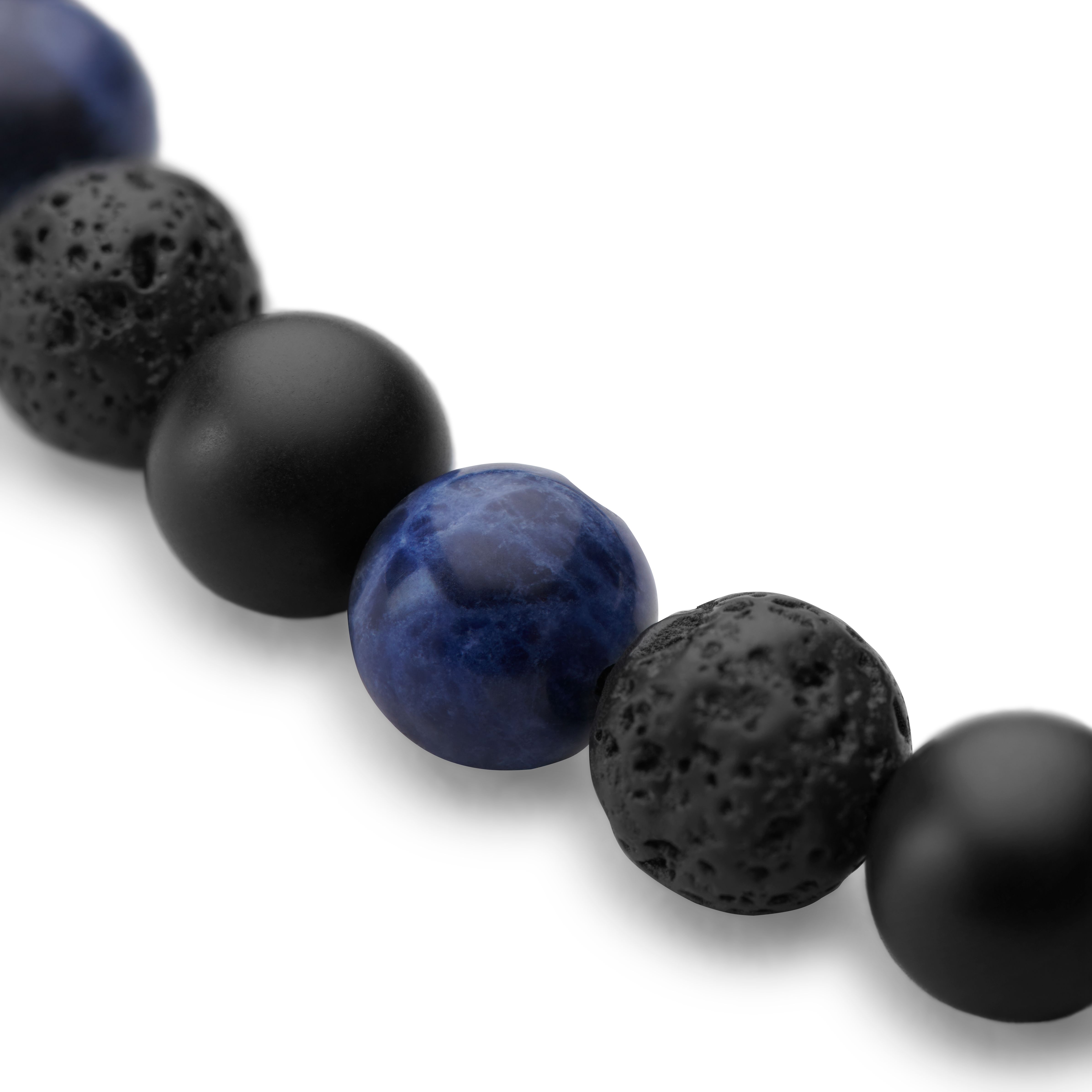 Brățară Sanatio de 8 mm din piatră vulcanică, sodalit și onix - 7