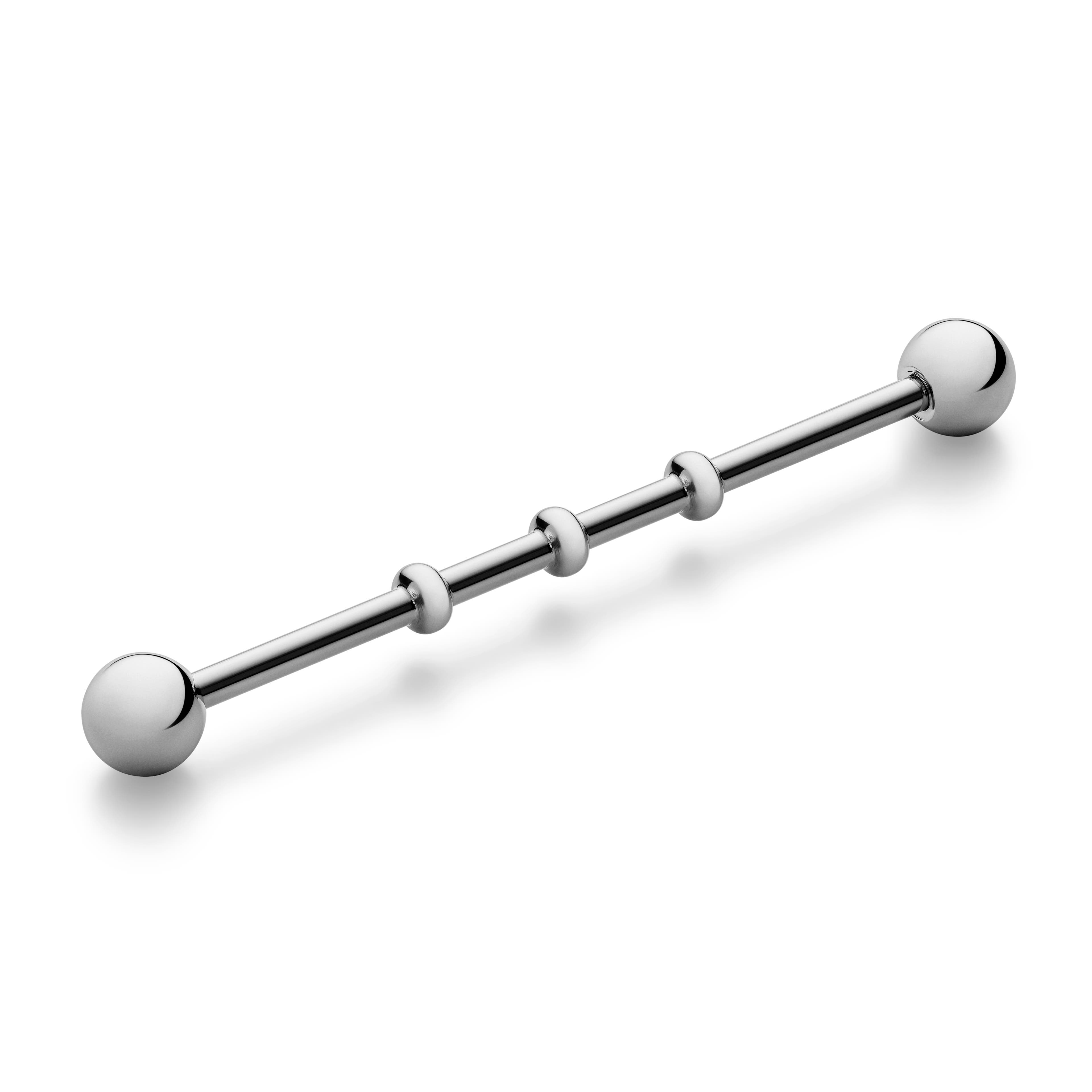 32 mm Silver-Tone Surgical Steel Beaded Industrial Barbell