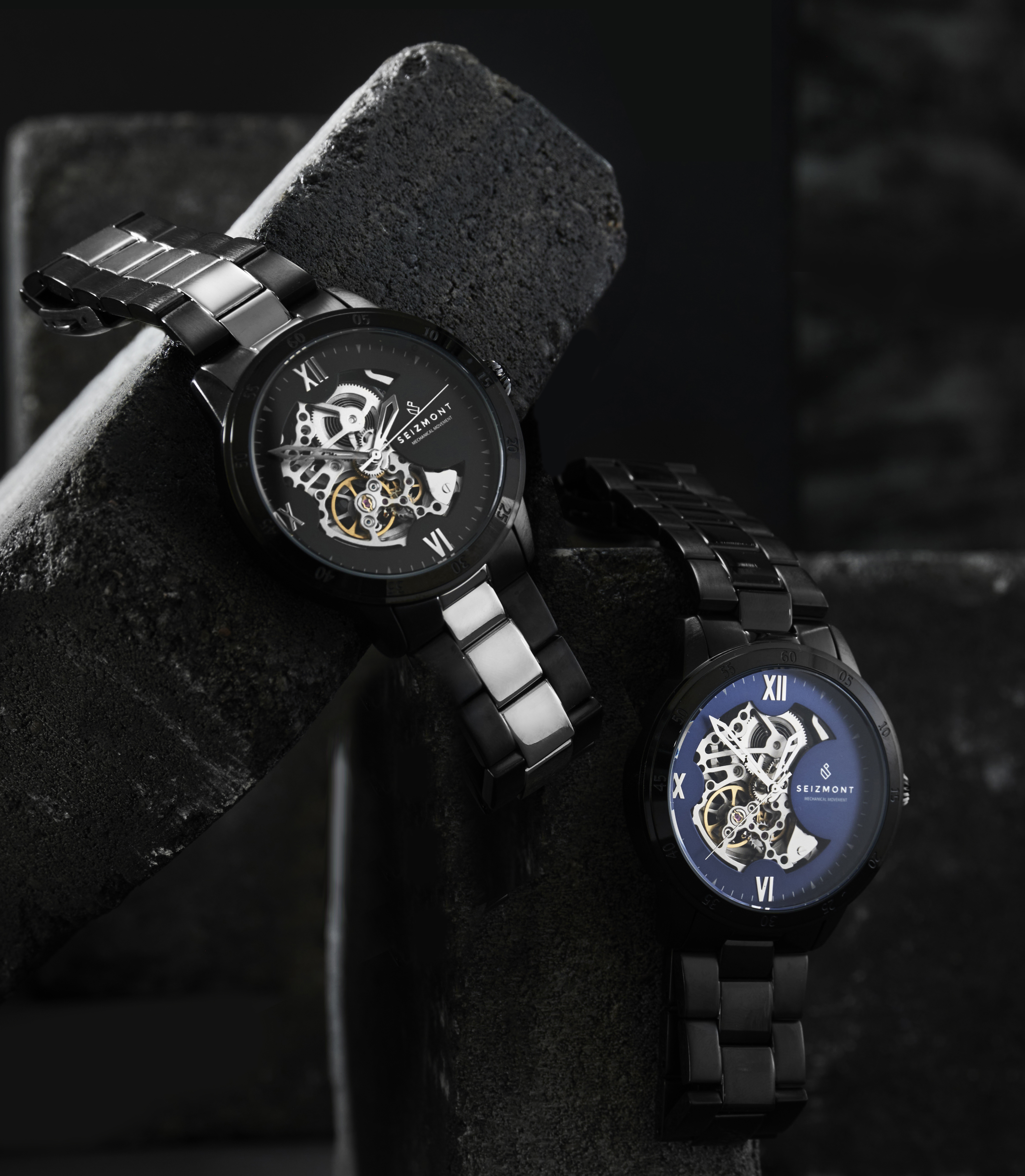 Orologio Meccanico Automatico TEINTOP Ailang Skeleton, Stile Steampunk, Cassa 40 Mm, Nero E Blu