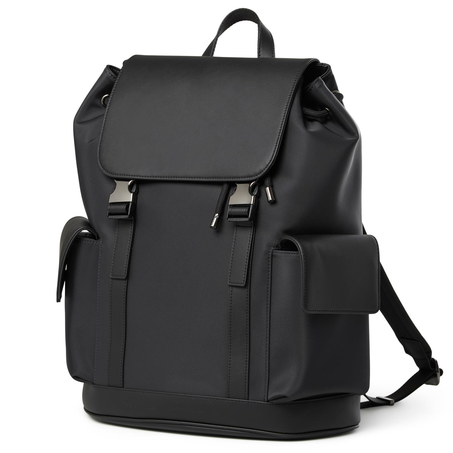 Fibron | Black Microfiber Backpack - Double Buckle Fibron | Black Microfiber Backpack - Double Buckle